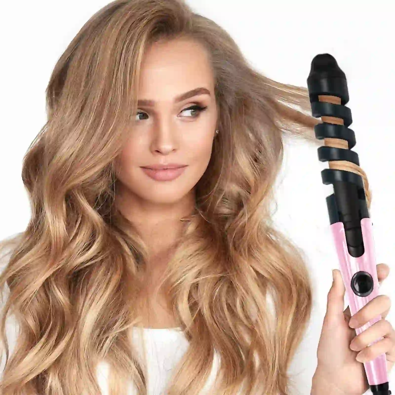 Gnmfd Automatic Ceramic Hair Curler, Rechargeable Fast Iron Wand