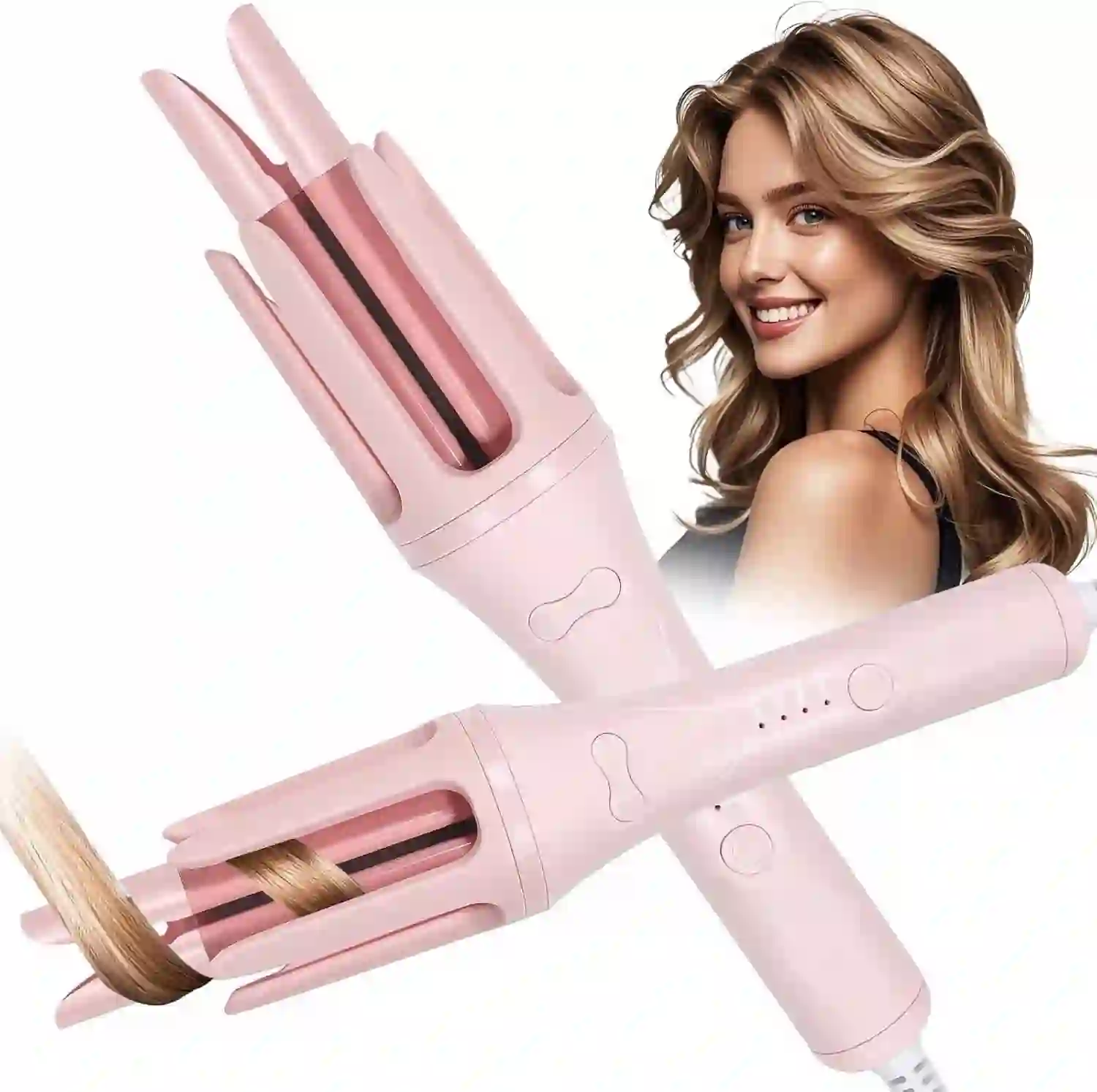 Hair Curler for Long Hair – 4 Temp Settings, Pink