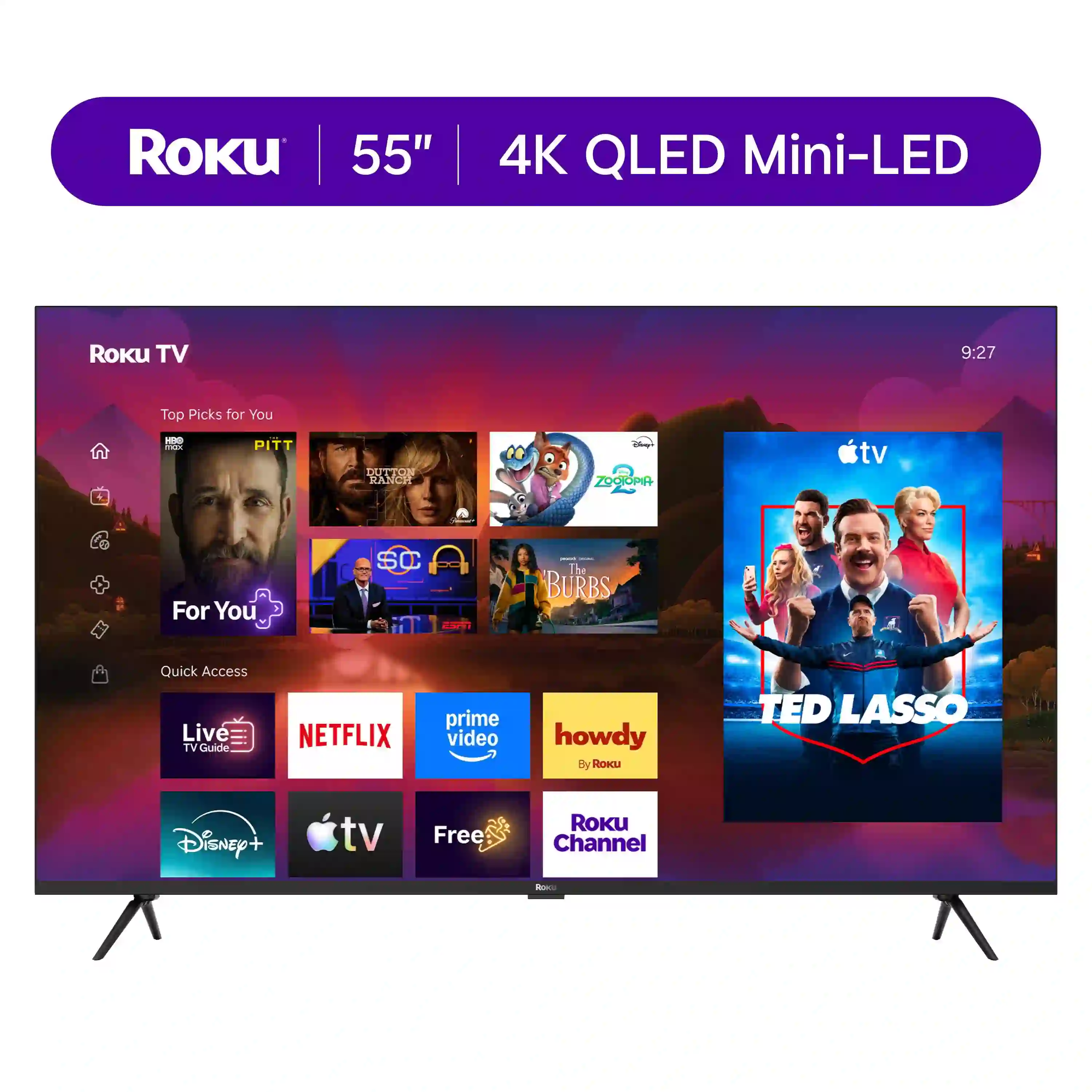 Roku Smart TV 2025 – 55-Inch Plus Series, 4K QLED Mini-LED TV