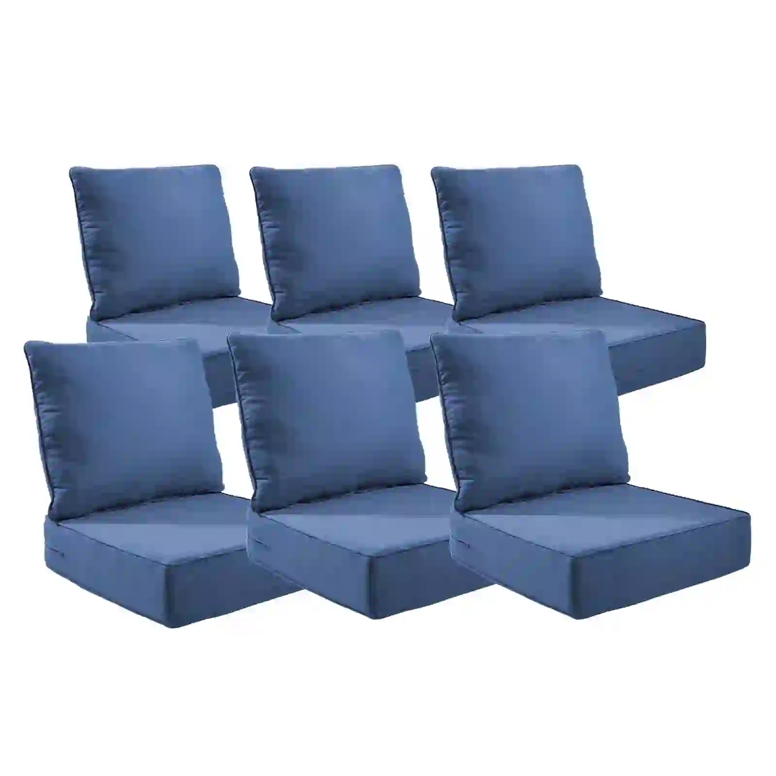 POCASSY 6" Thick Outdoor Chair Cushions Set of 6, Blue