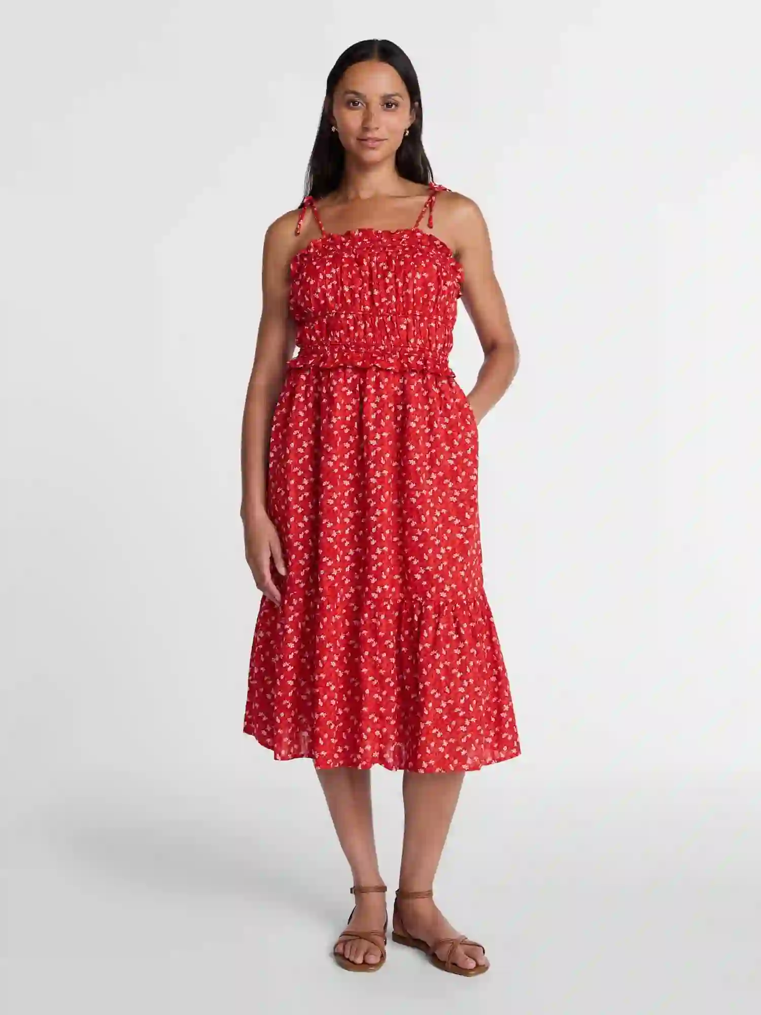 Time and Tru Women's Pipped Midi Dress, Sizes XS – XXXL
