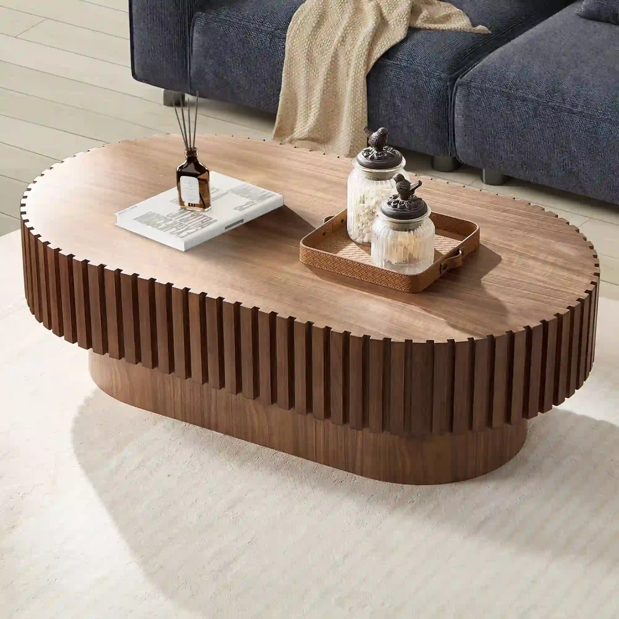 FFH 43.7 inch Oval Coffee Table for Living Room