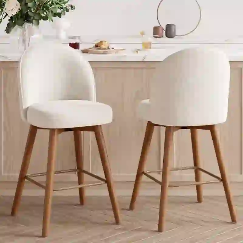 Hawsaiy Modern Swivel Bar Stools Set of 2, White