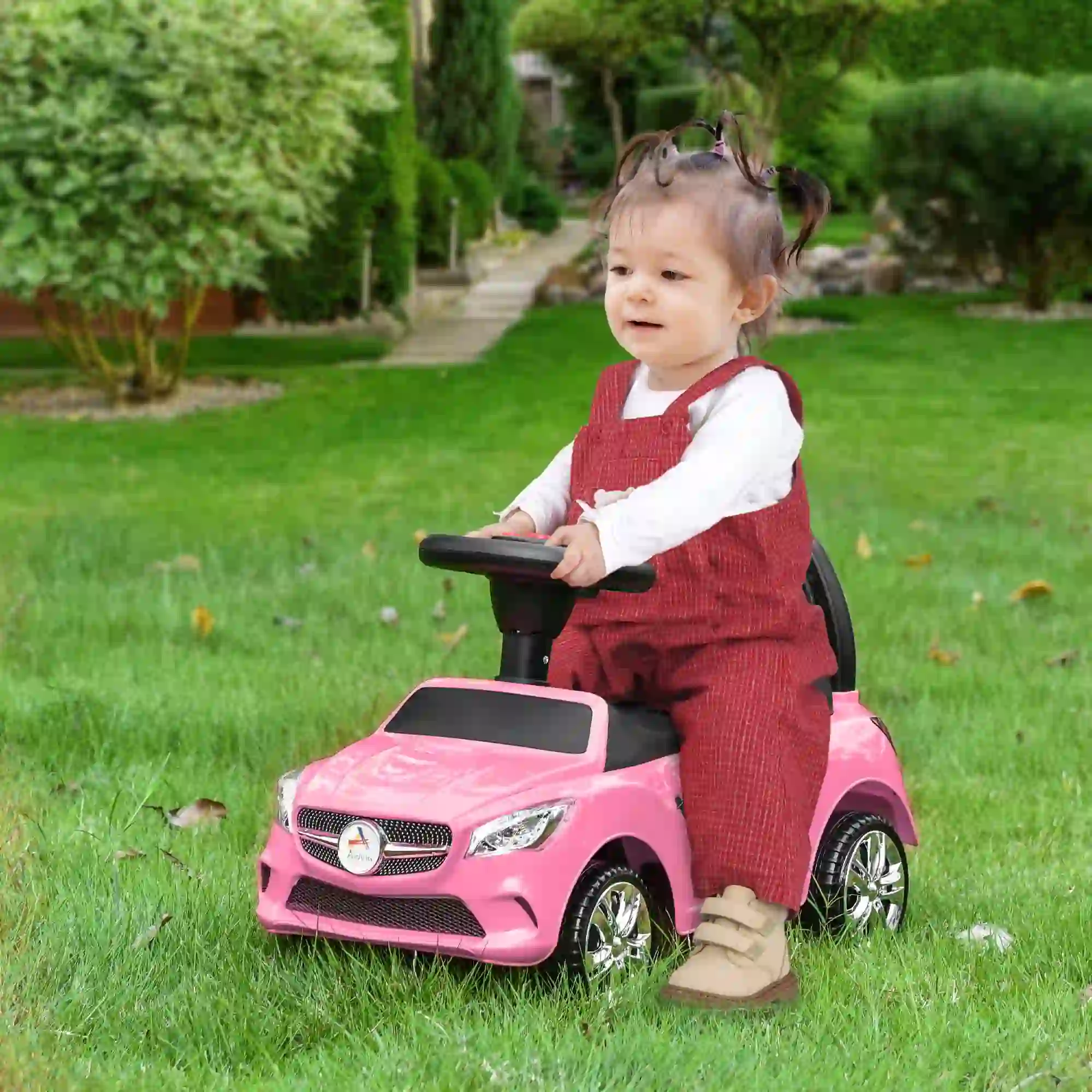Aosom Kids Ride On Push Car, Foot-to-Floor Walking Toy Car, Pink
