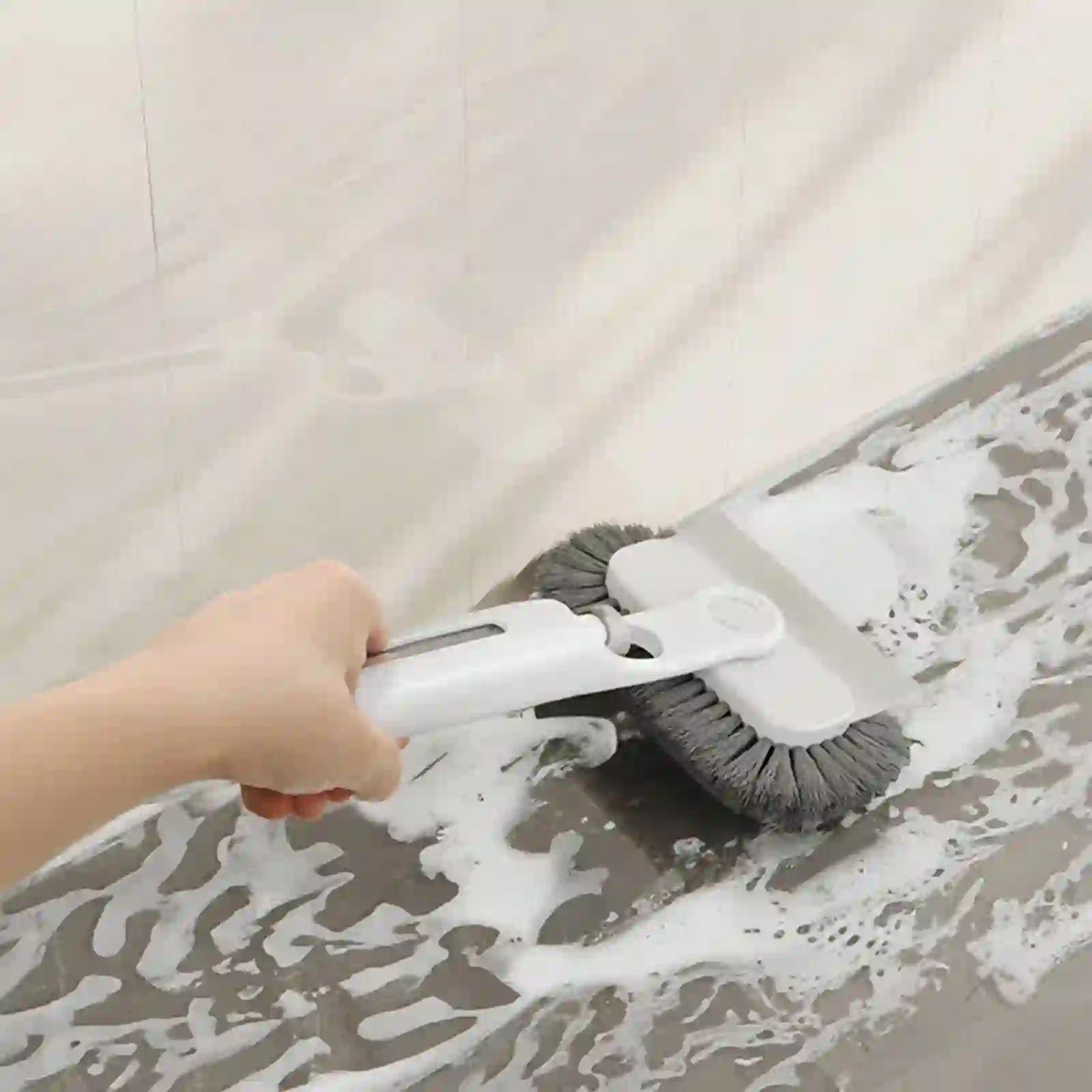 Bathroom Cleaning Brush With Scraper Multifunctional Floor Scrub