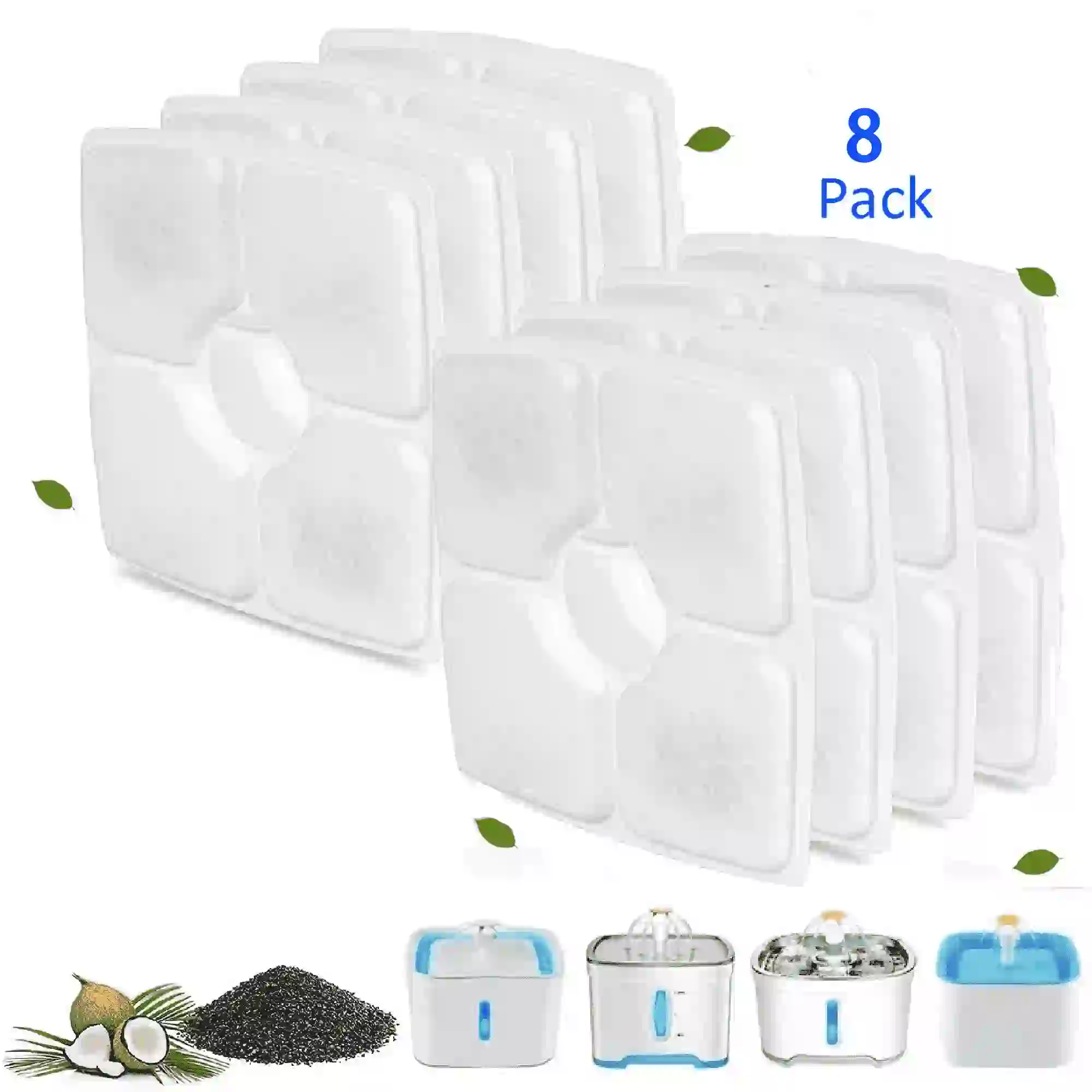 Cat Water Fountain Filters Replacement – Pack of 8
