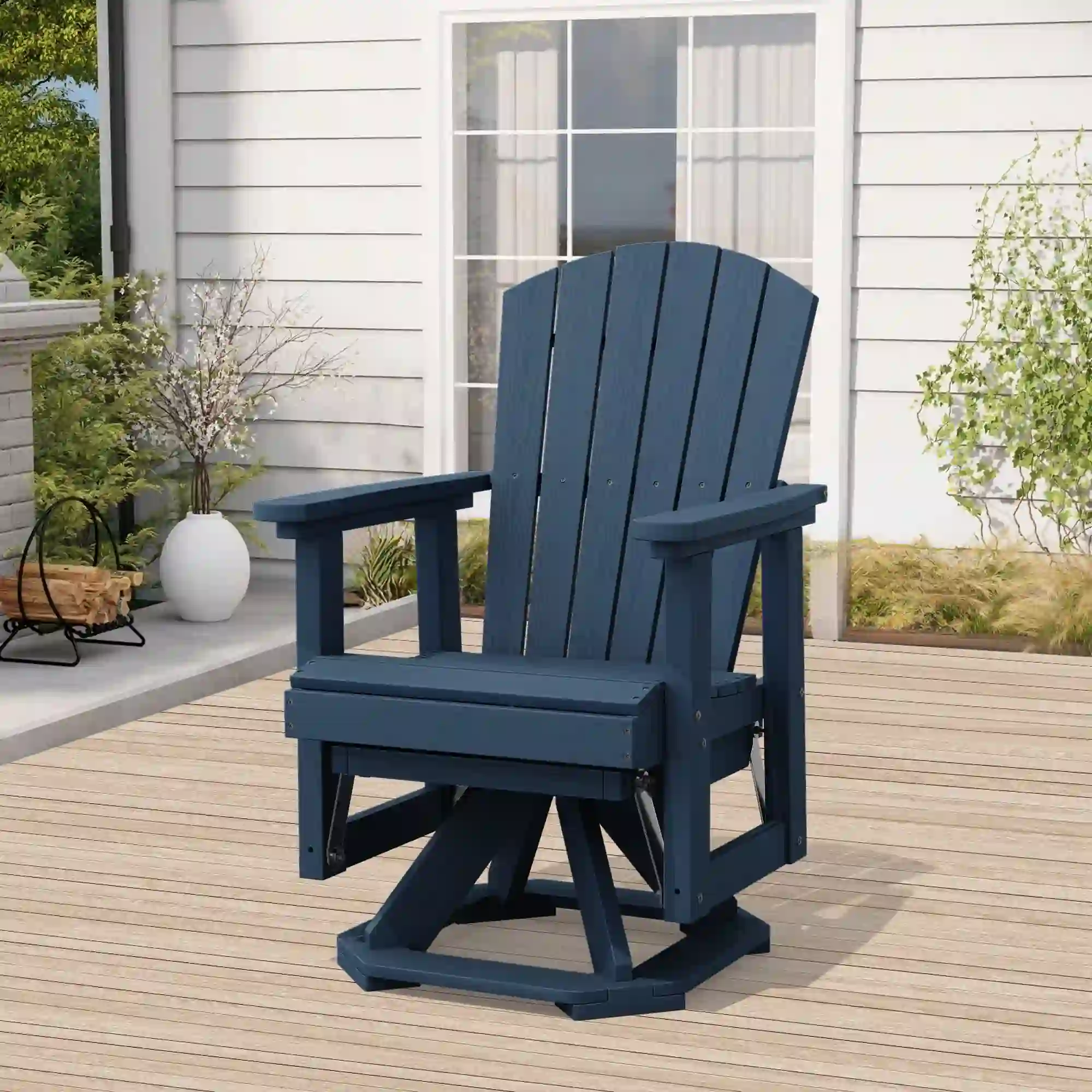 LOYALICE Adirondack Swivel Glider Chair, Navy Blue