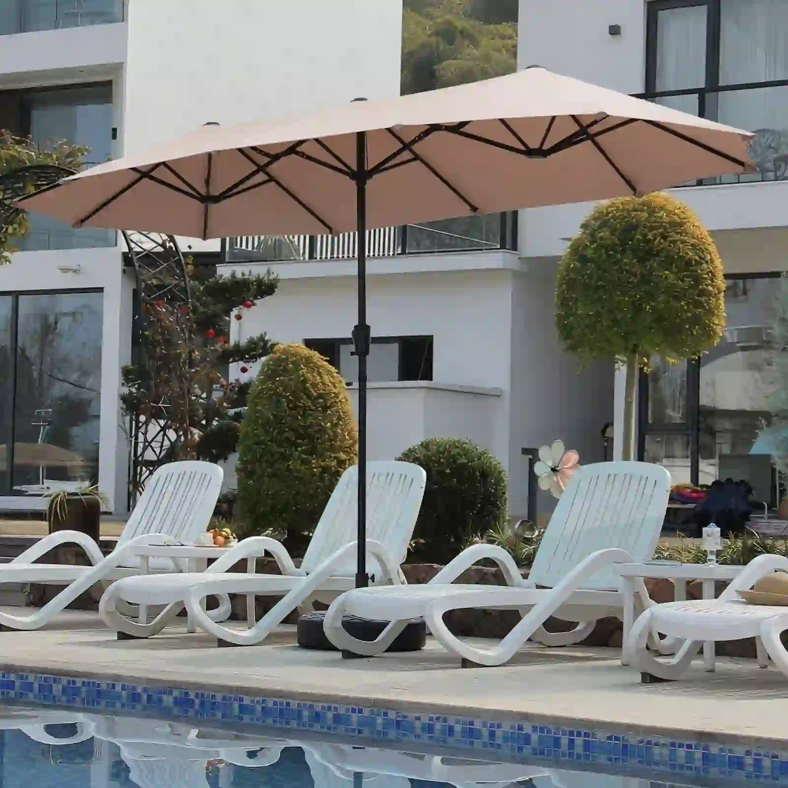 Autlaycil 13ft Patio Umbrella, Extra Large Umbrella, Beige
