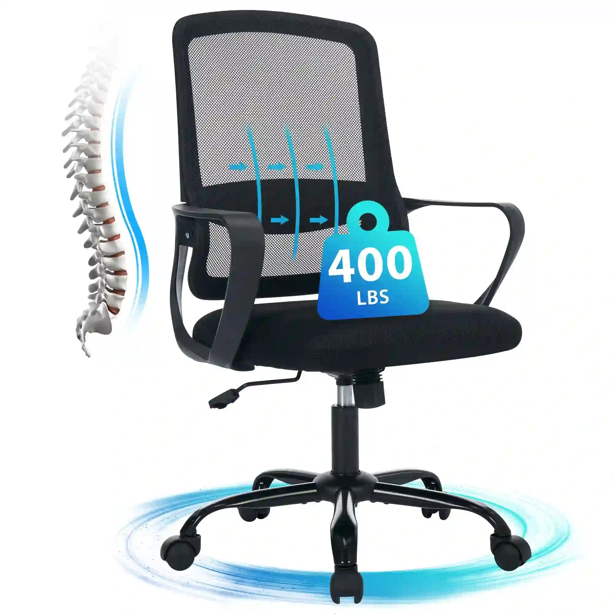 JONPONY Big and Tall Office Chair 400LBS Ergonomic Office Chair