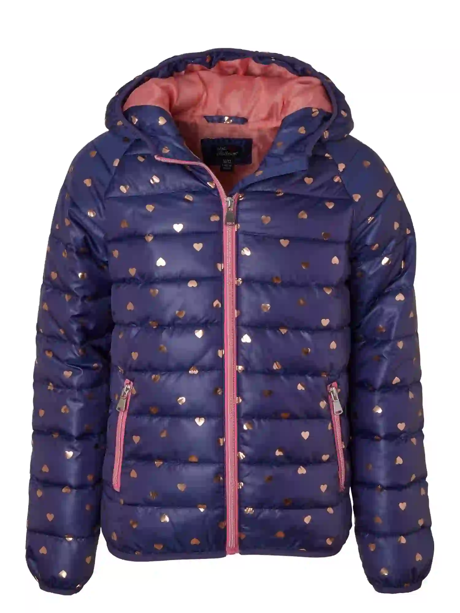 Pink Platinum Foil Heart Midweight Jacket, Sizes 4-16