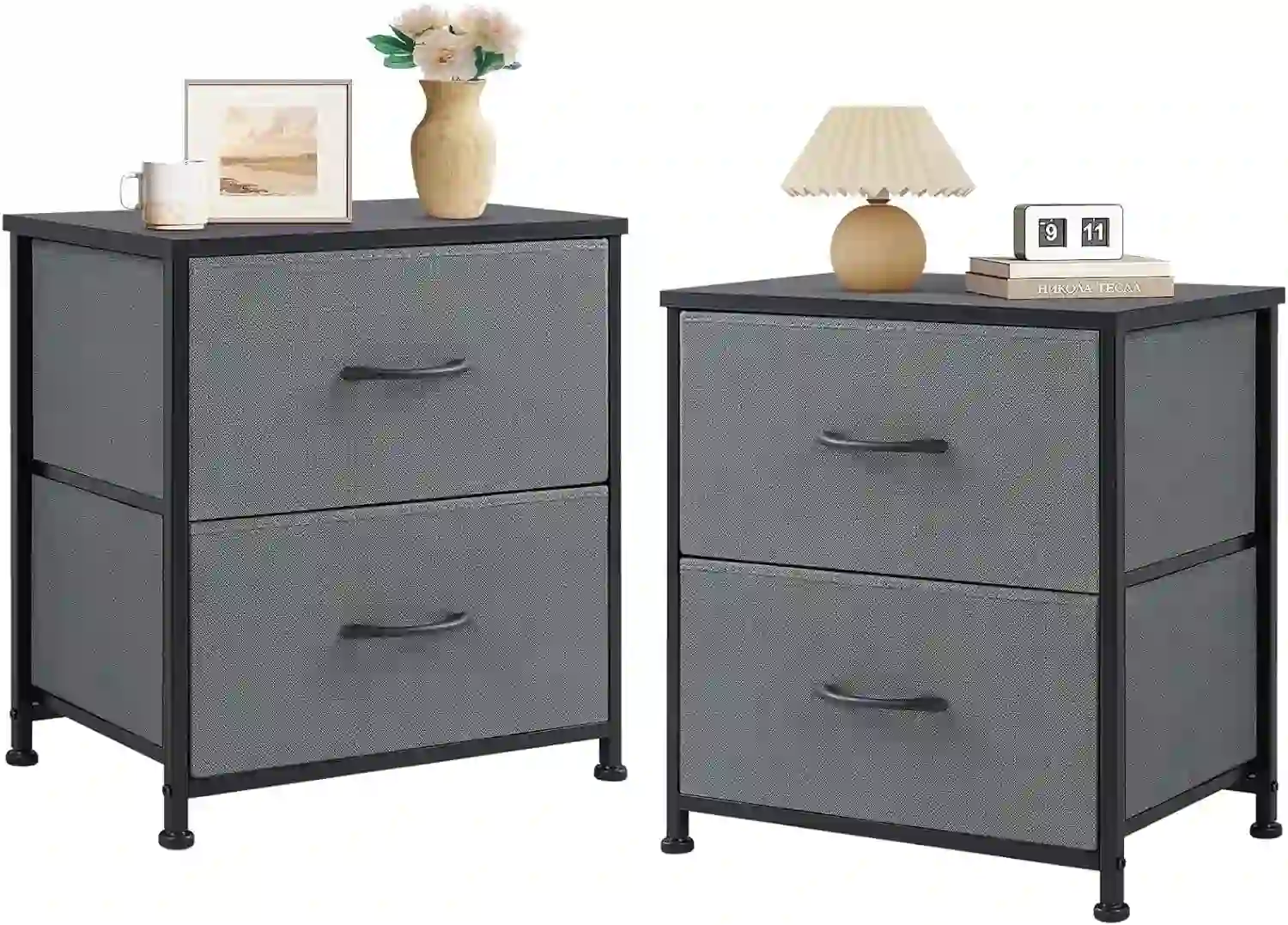 Edx Nightstand Set of 2, Versatile Nightstand with 2 Drawers