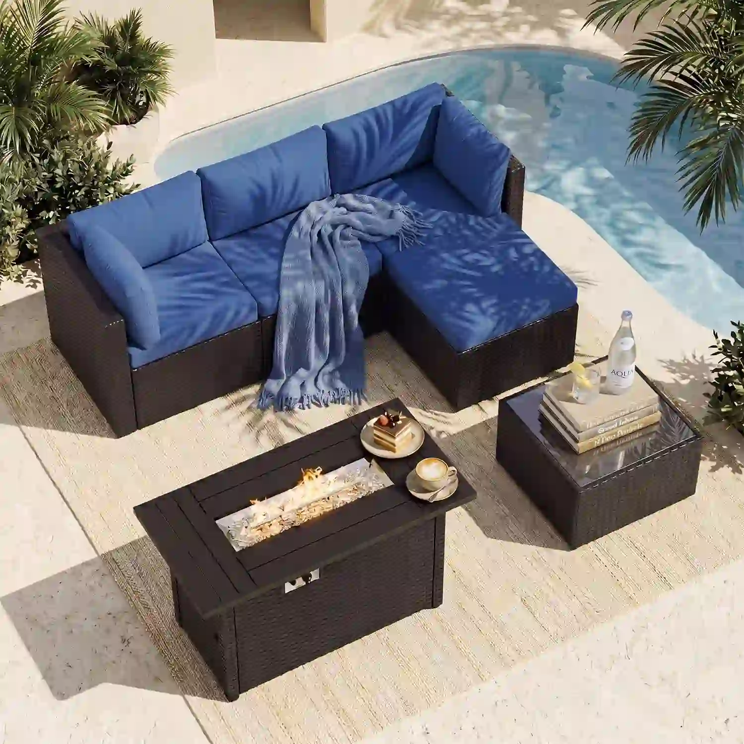 Dateyes 6 Pieces Patio Furniture Set with Fire Pit
