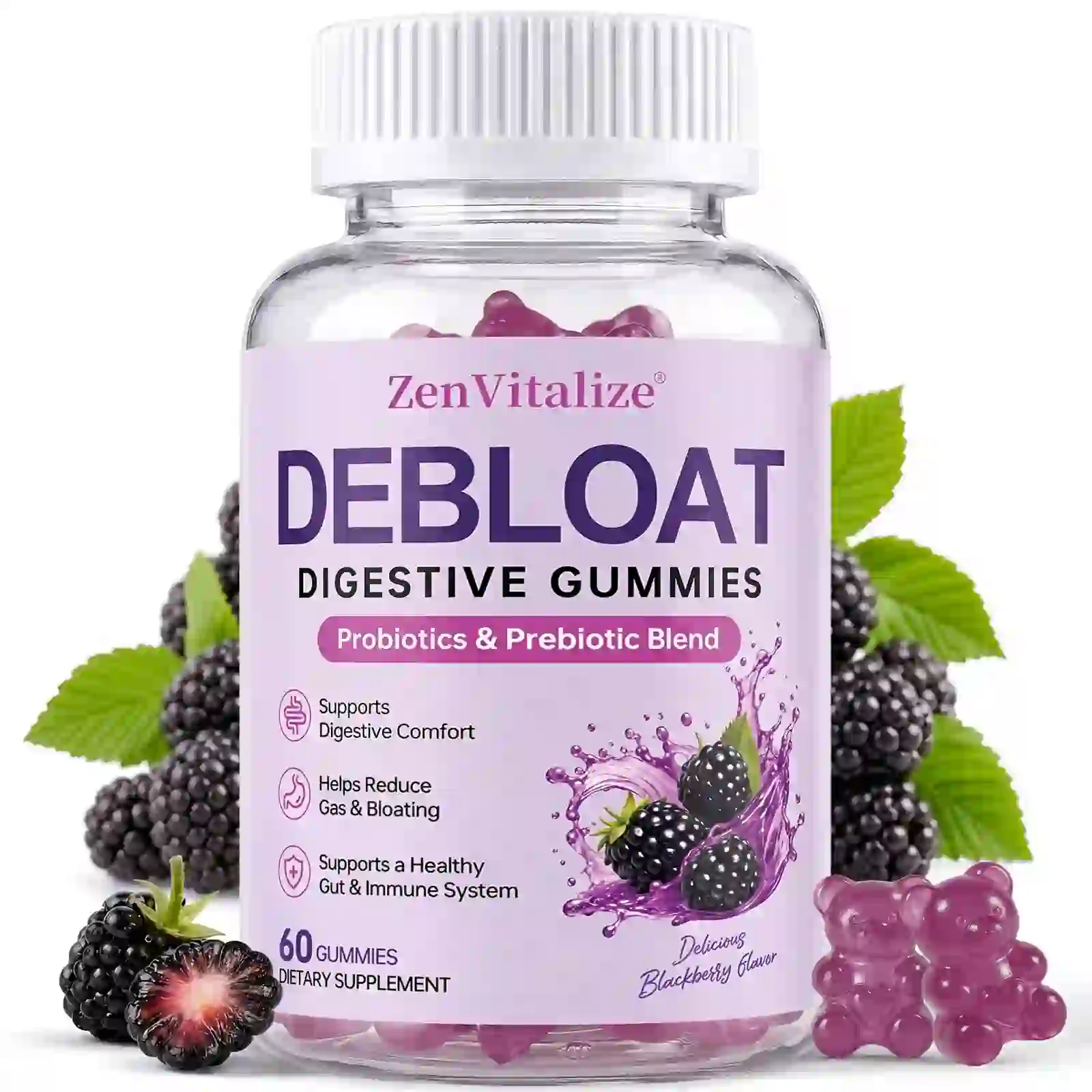 ZenVitalize Prebiotic & Probiotic Digestive Gummies