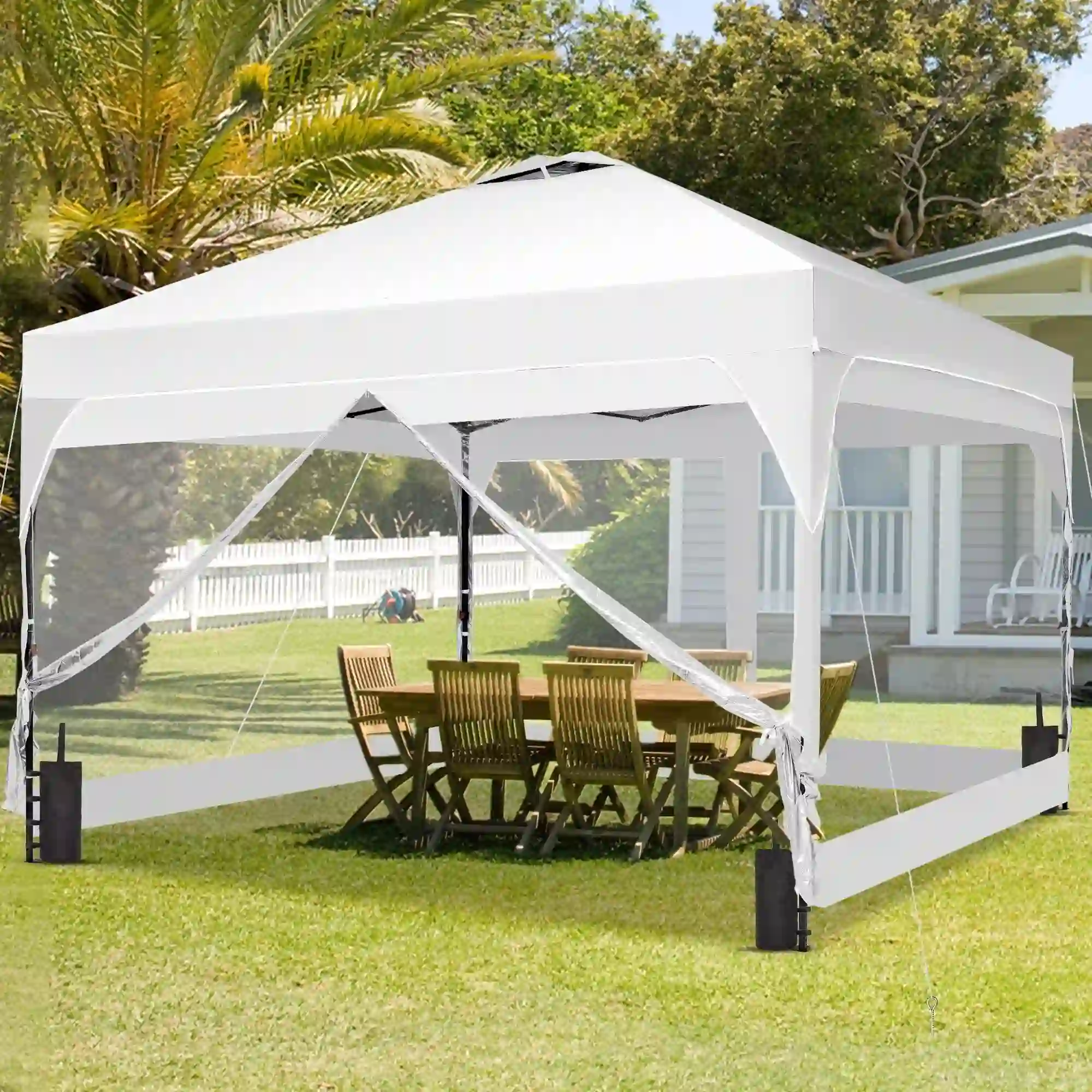 Ainfox 12x12 Pop Up Canopy Tent Center Lock 4 Removable Walls