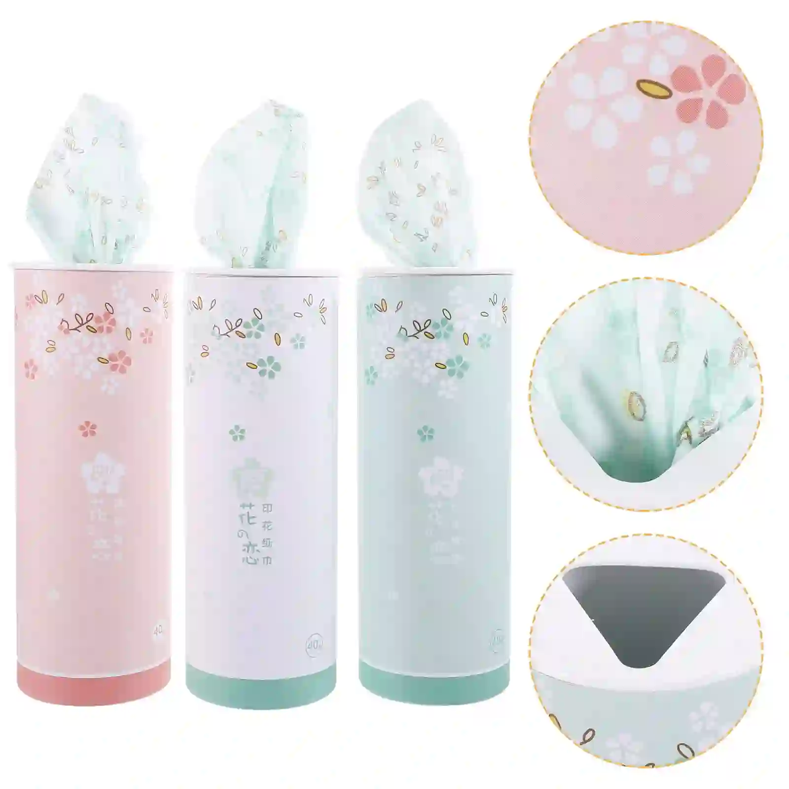 3pcs Car Tissues Cylinder Travel Facial Tissues Car Facial Wipes