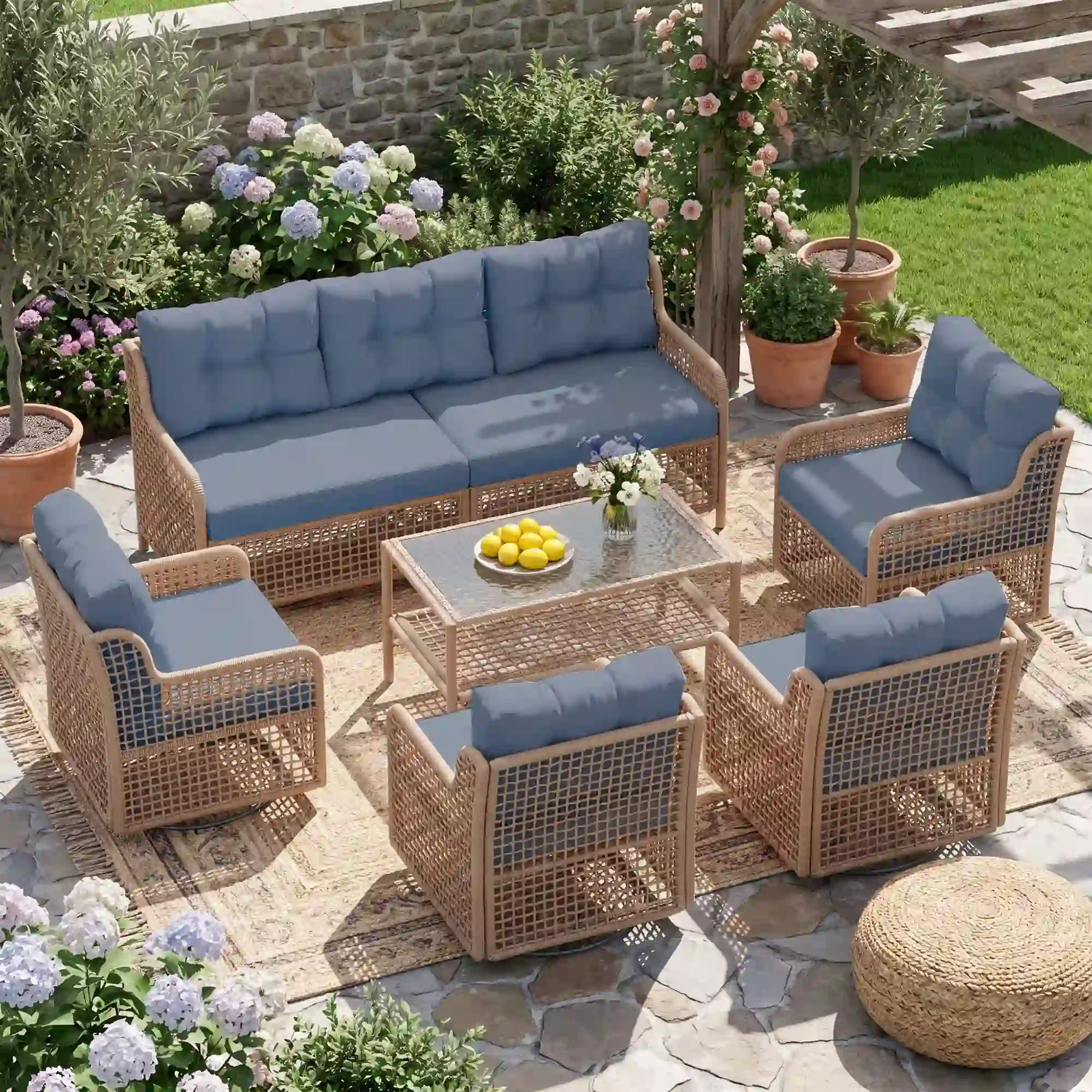 UDPATIO Patio Conversation Set, Navy Blue