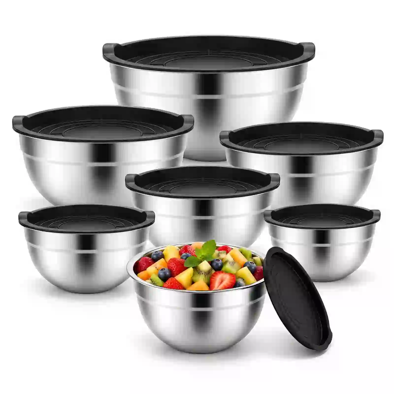 7 Pack Mixing Bowls with Lids, 0.7 to 5 QT