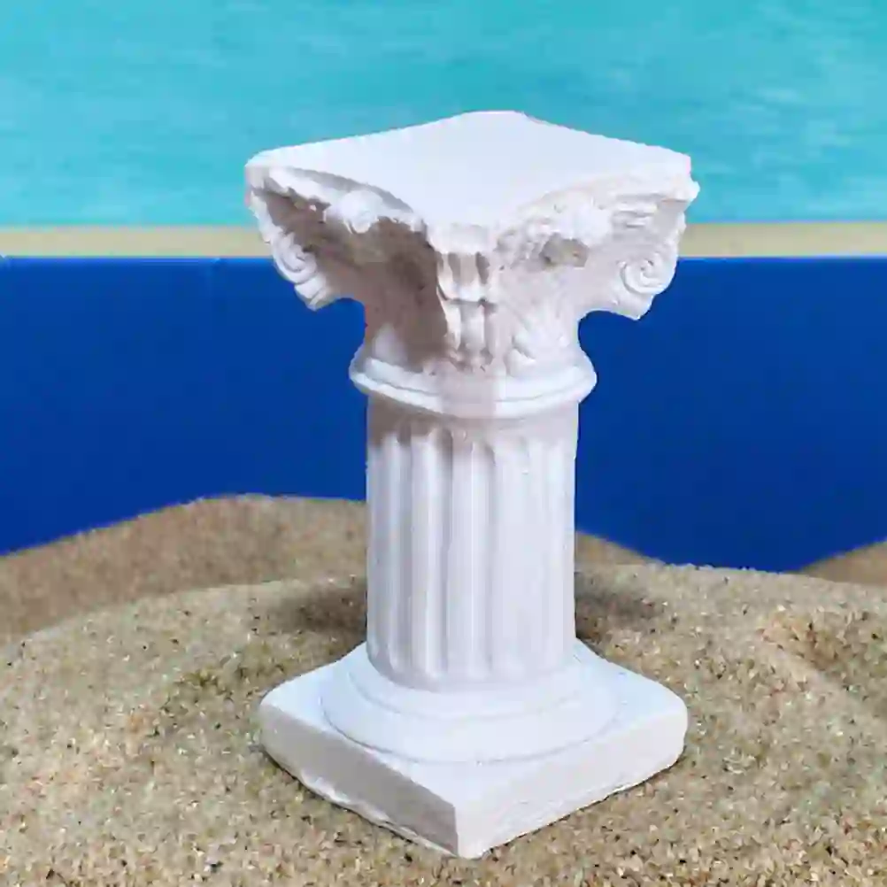 TITINICE 3-Piece White Resin Roman Column Aquarium Ornament Fish