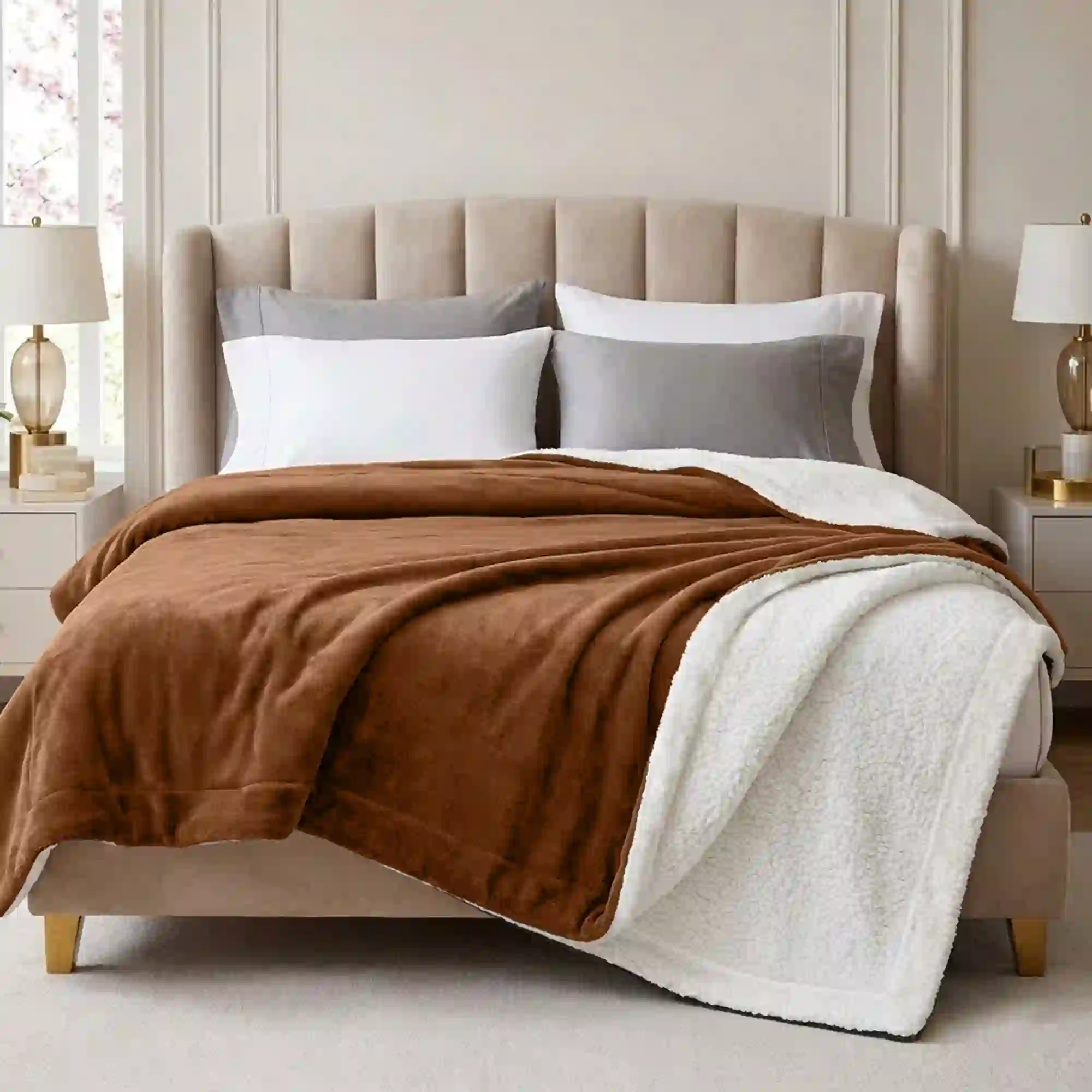 Ameha Sherpa Fleece Blanket Queen Size