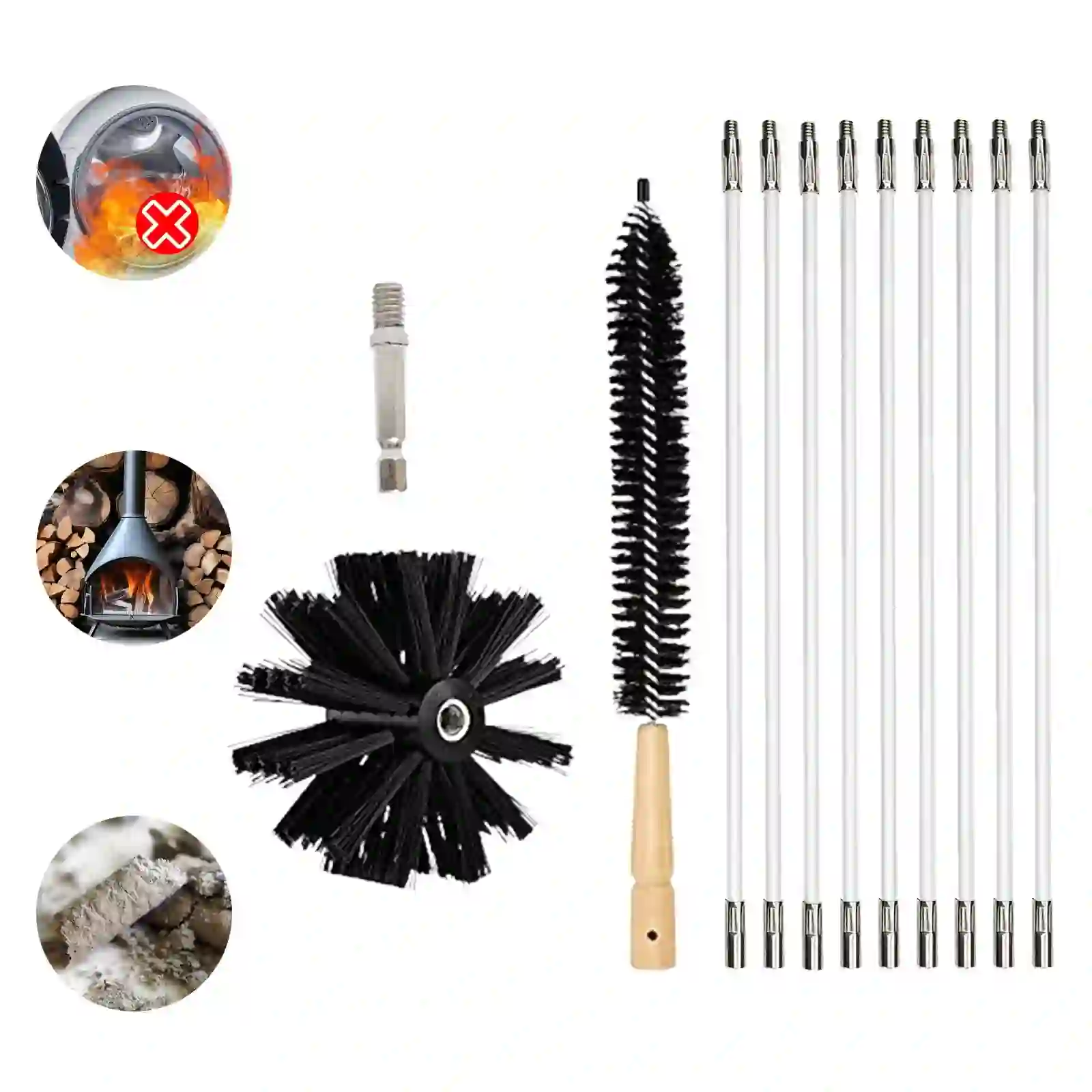 Fmxomd Flexible Cleaning Brush Kit for Chimney and Dryer Vent