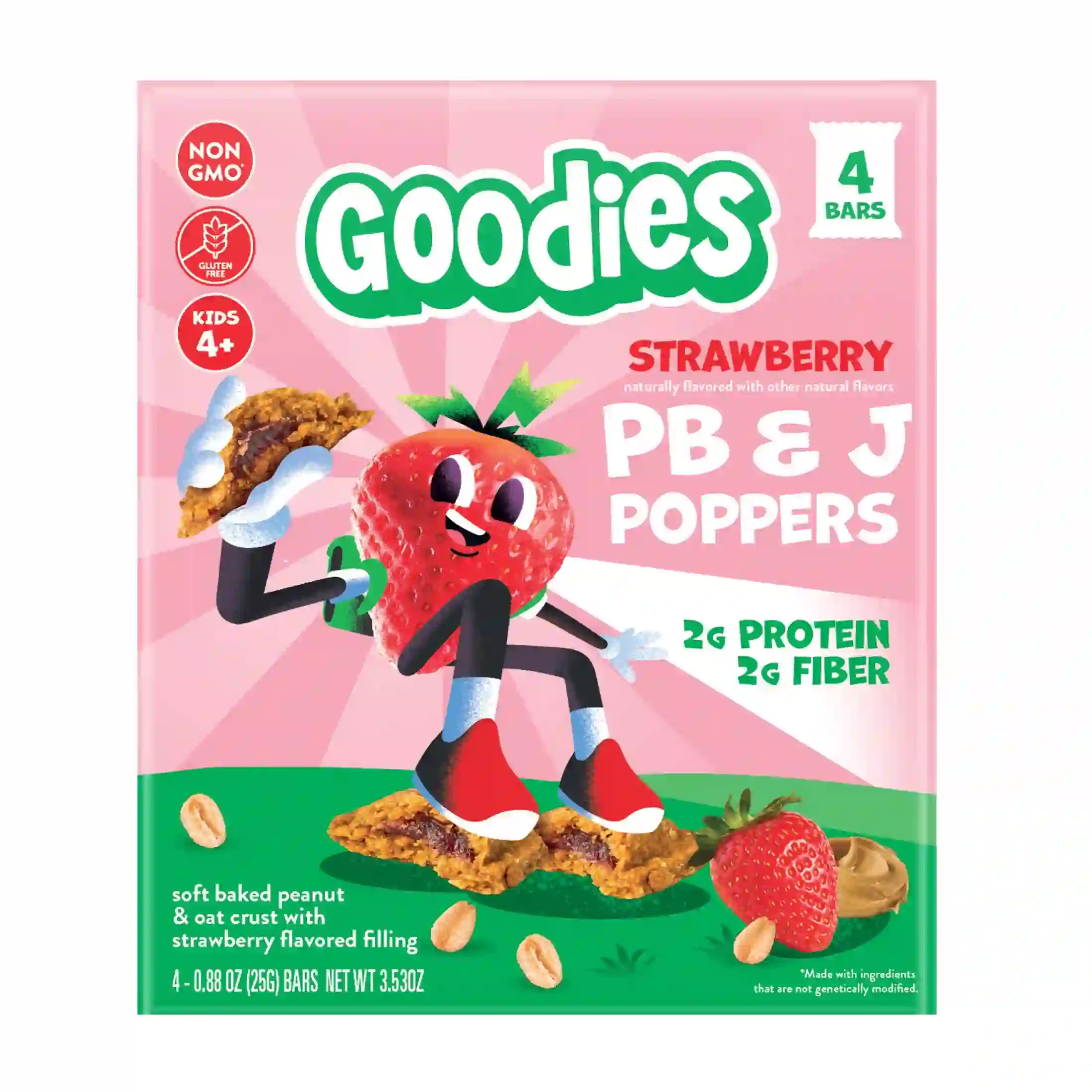 Goodies Strawberry PB&J Poppers Kids' Snack Bars, 4 Count