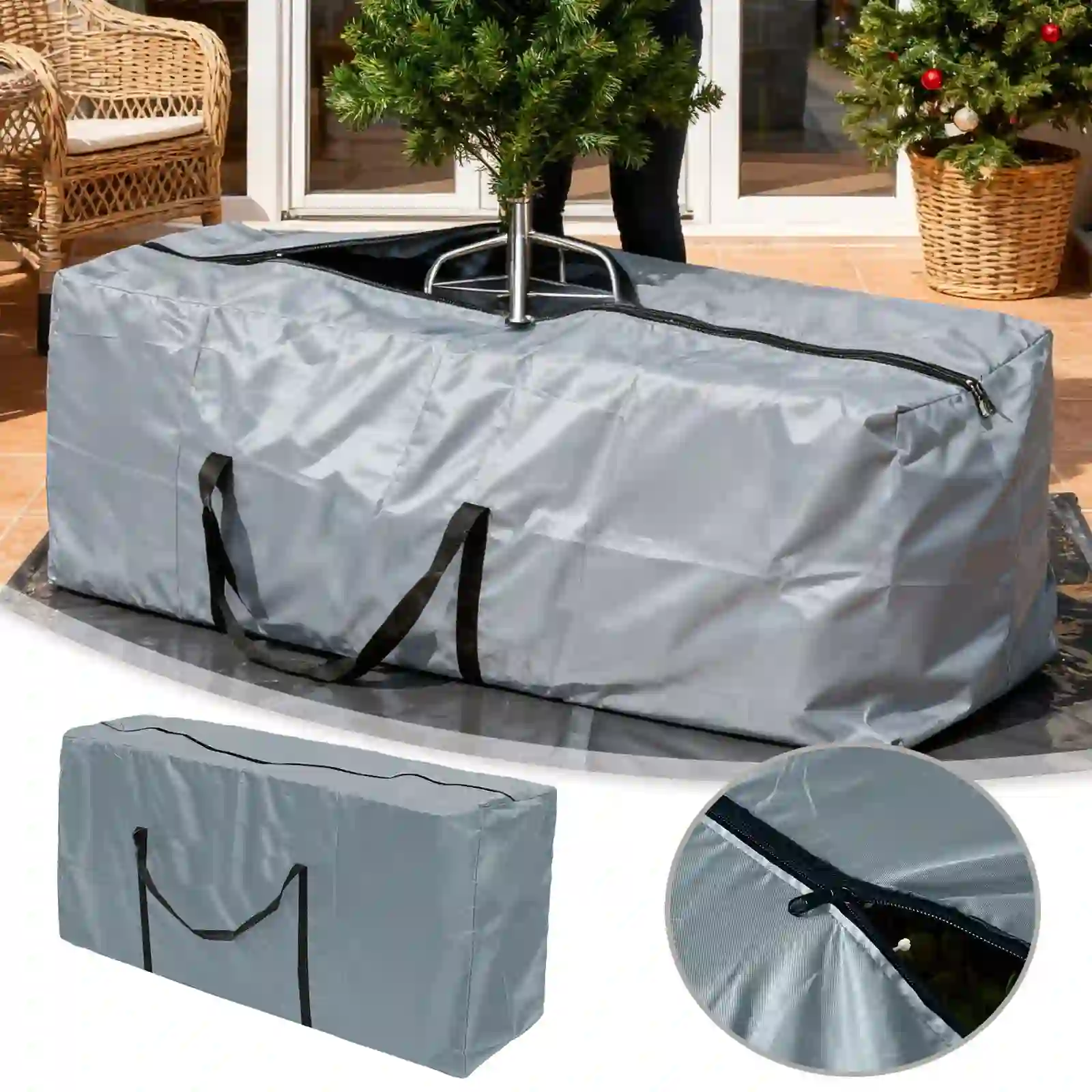 Large Waterproof Patio Cushion Storage Bag, Christmas Tree