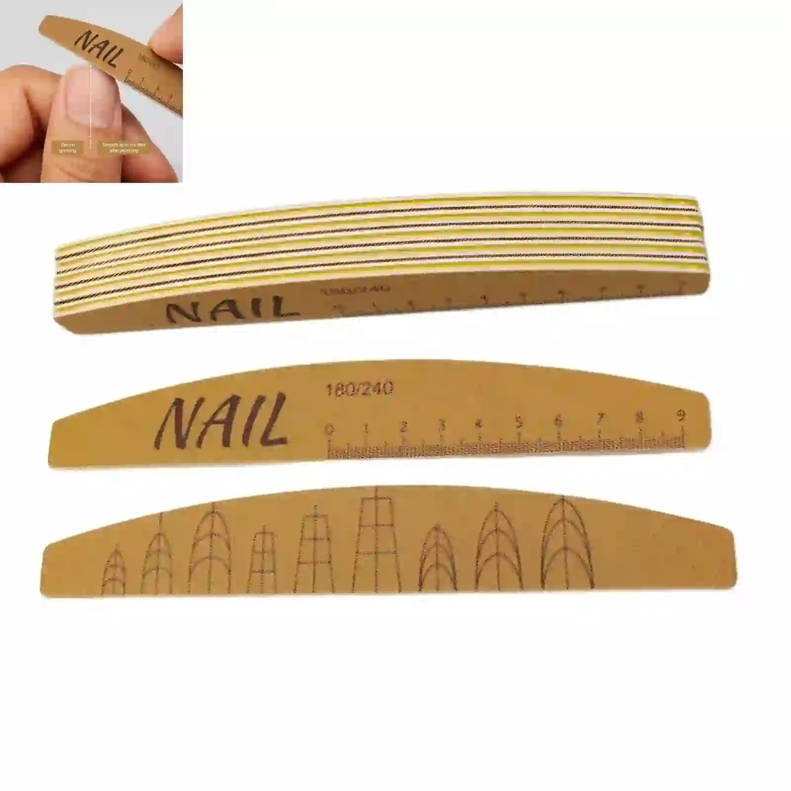 Double‑Sided Nail File With Ruler Mark, 180/240