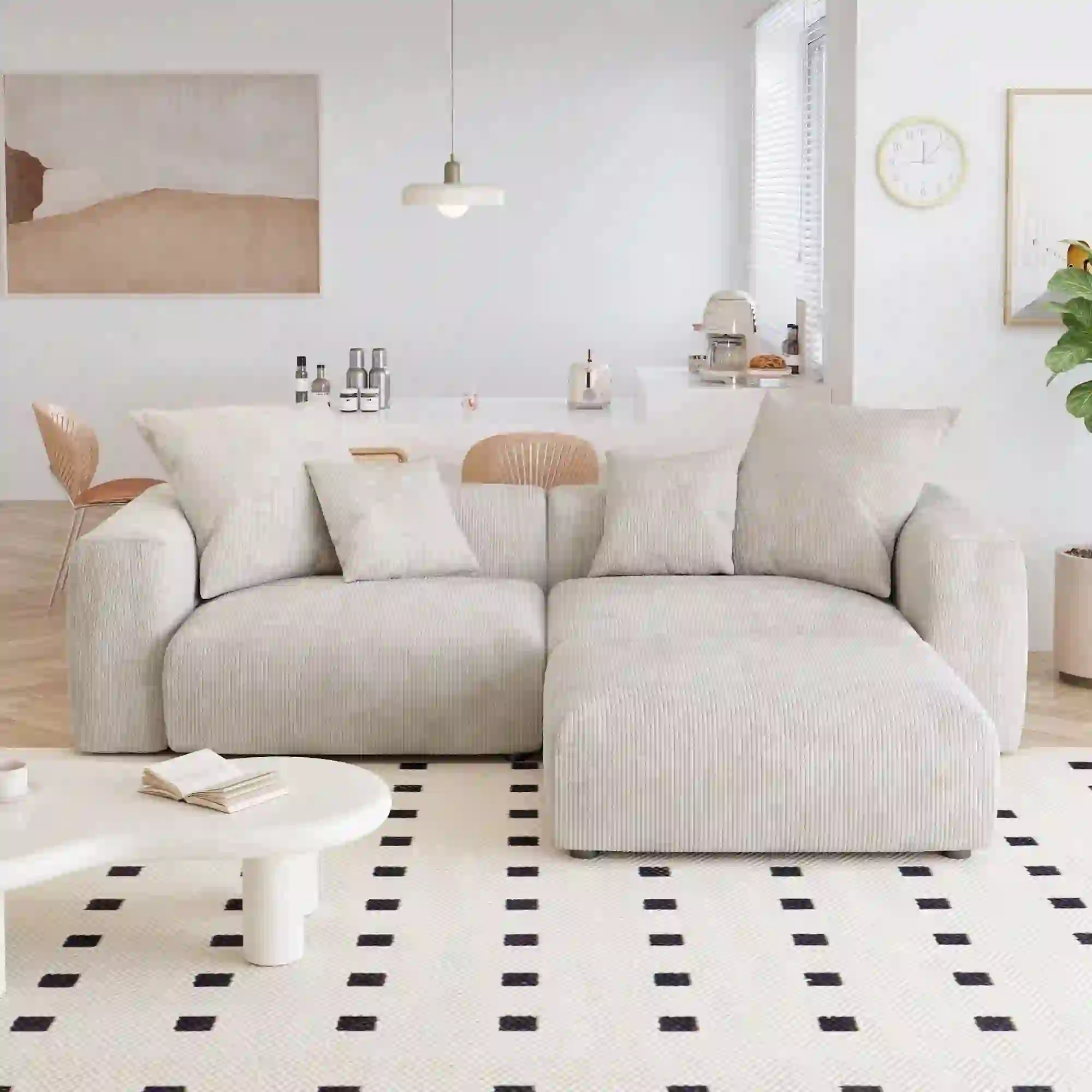 Magic Home Convertible Sectional Sofa Modular Couch, Beige