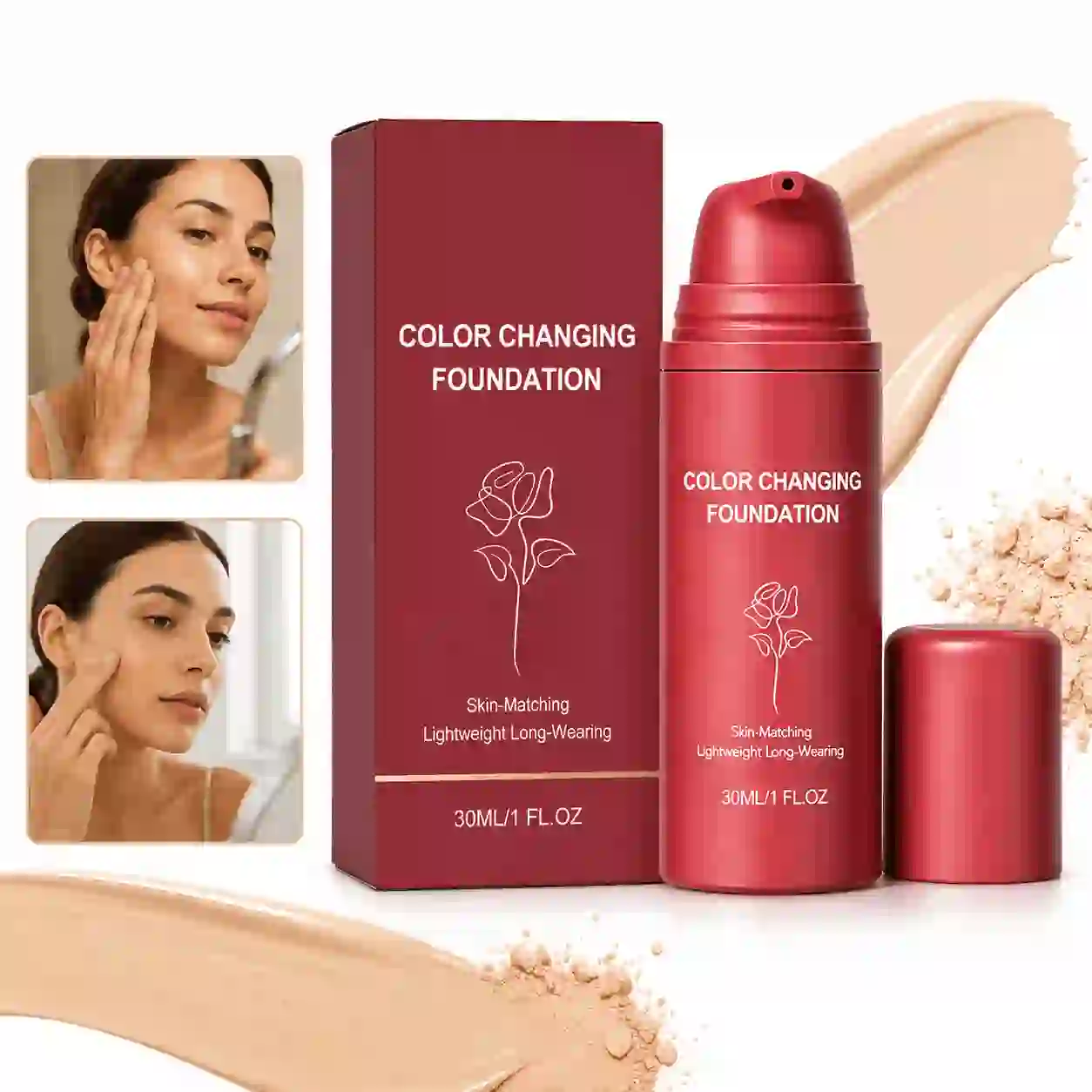 Color Changing Liquid Foundation Makeup, Natural-Looking Finish