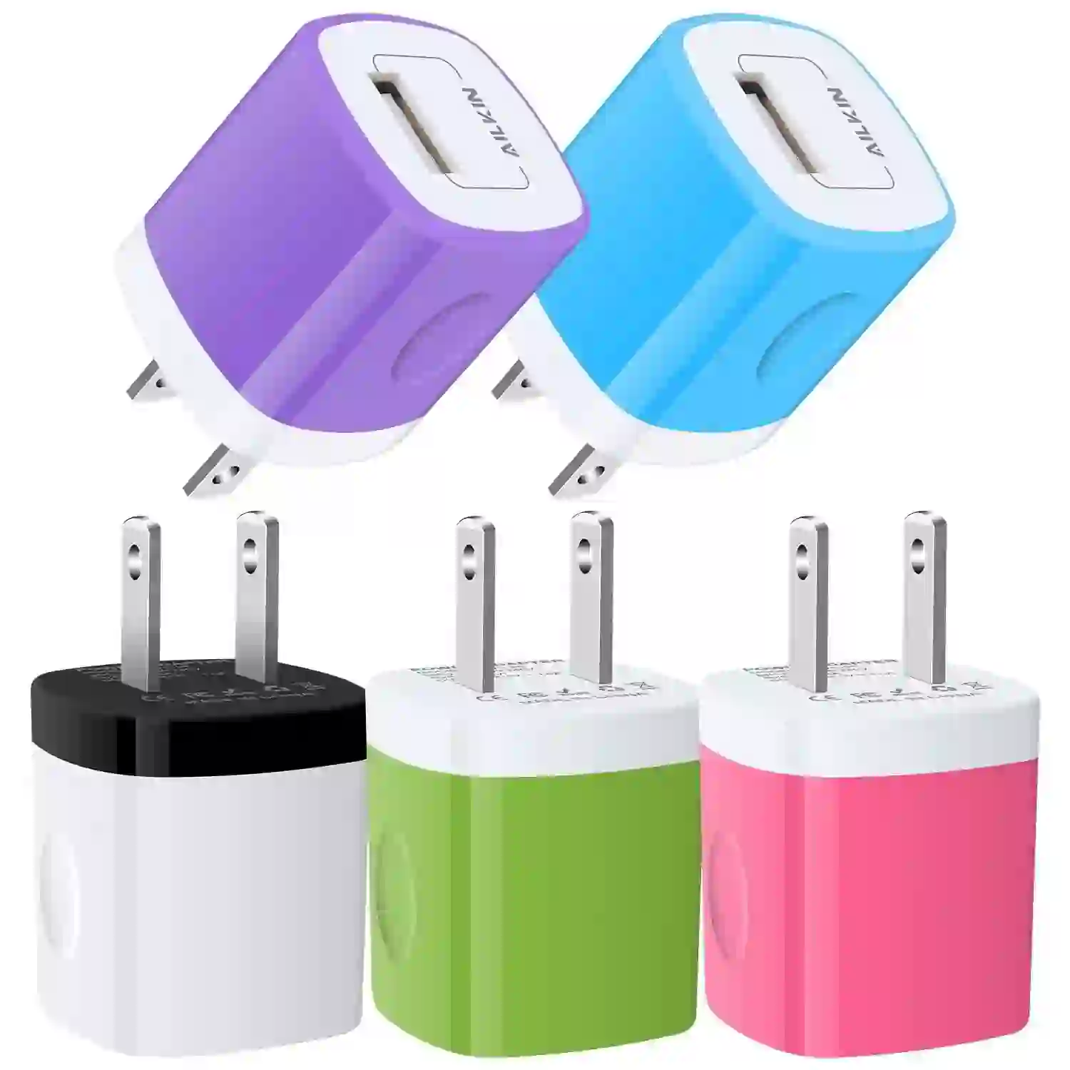 USB Wall Charger Block, USB Charger Adapter, Multi-color