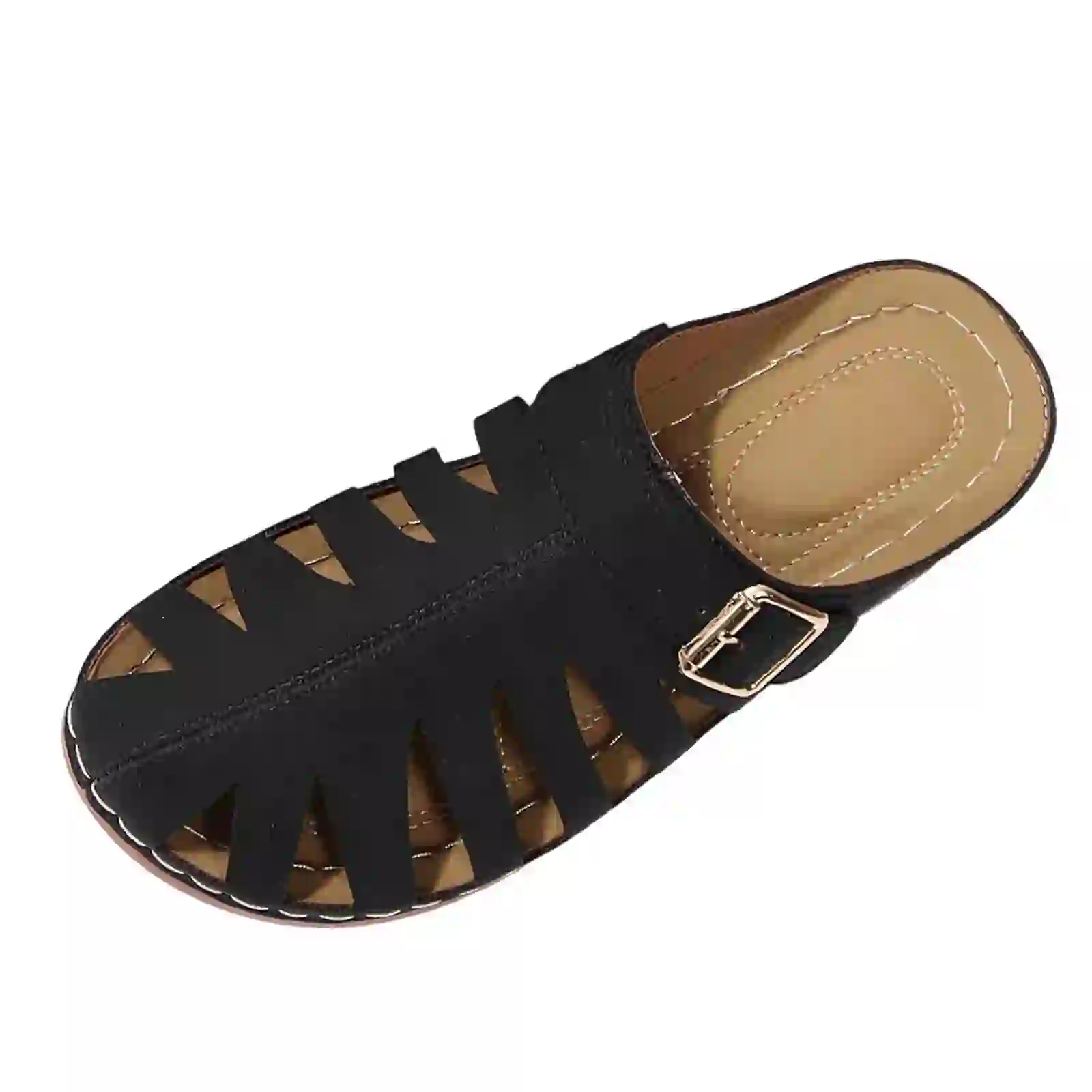 Women's Closed Toe Mules Slides Wedge Arch Support, Black 9.5