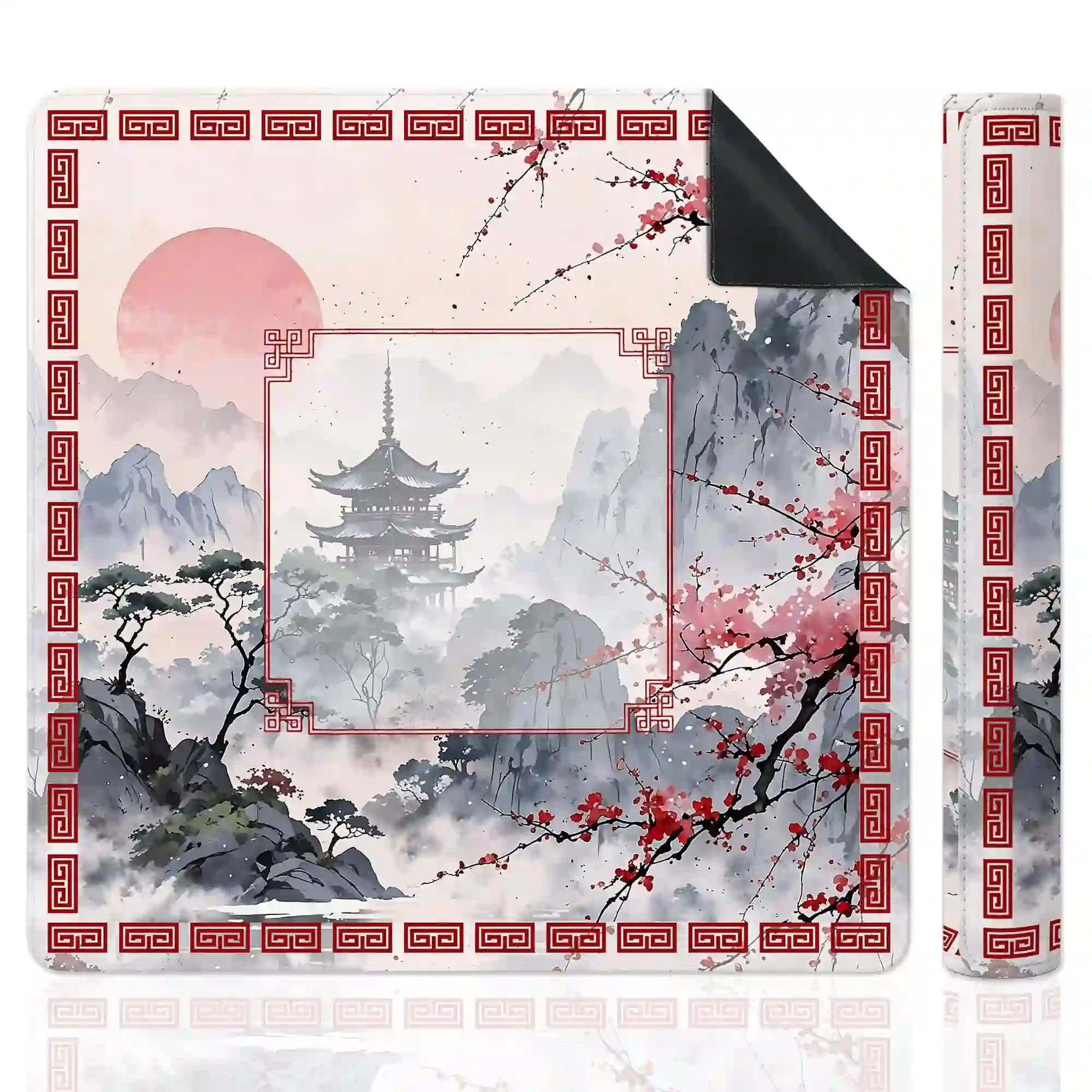 Oriental Chinese White Crane Mahjong Mat for Table