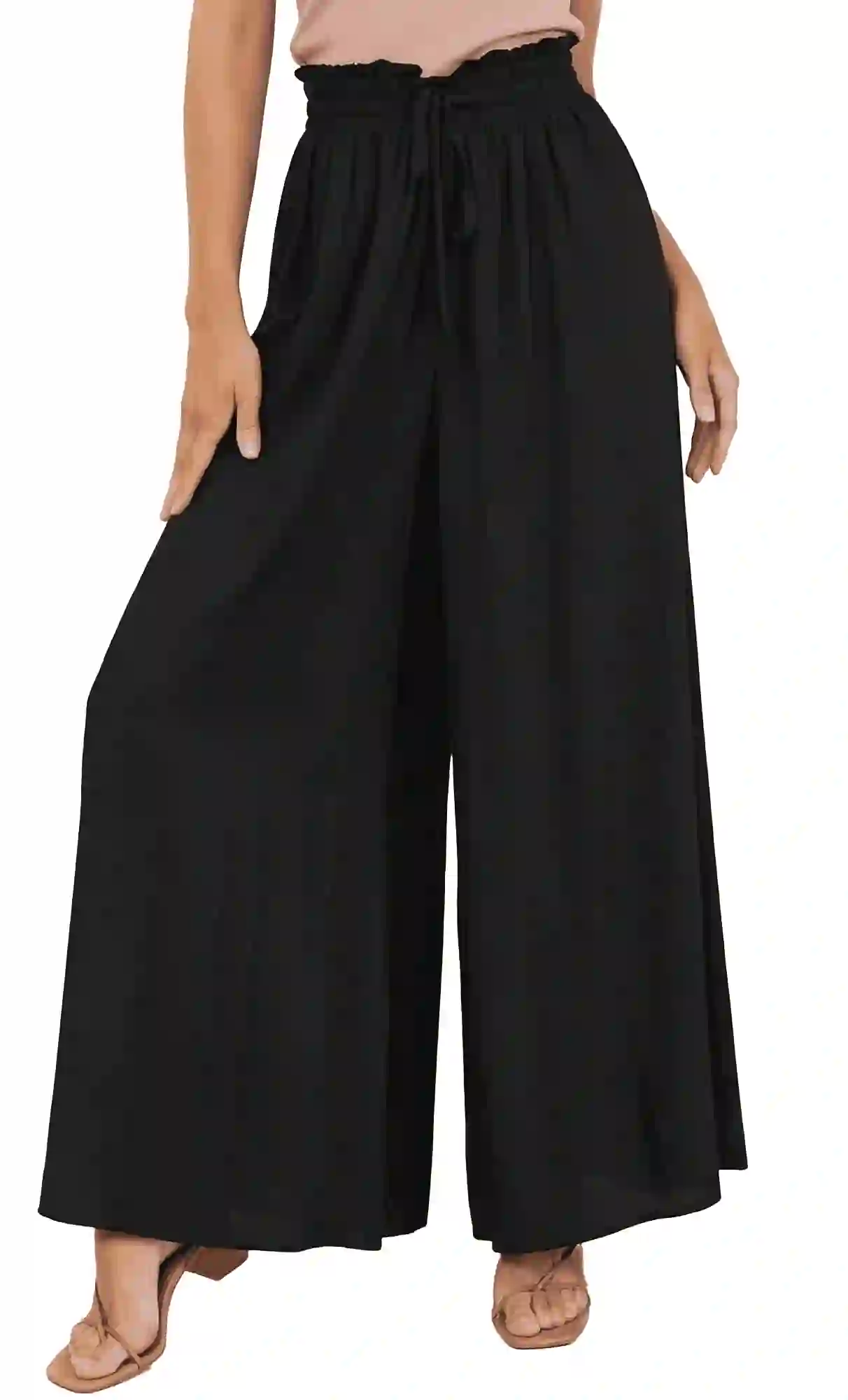 SOMER Women's Wide Leg Palazzo Pants Elastic High Waist Trousers
