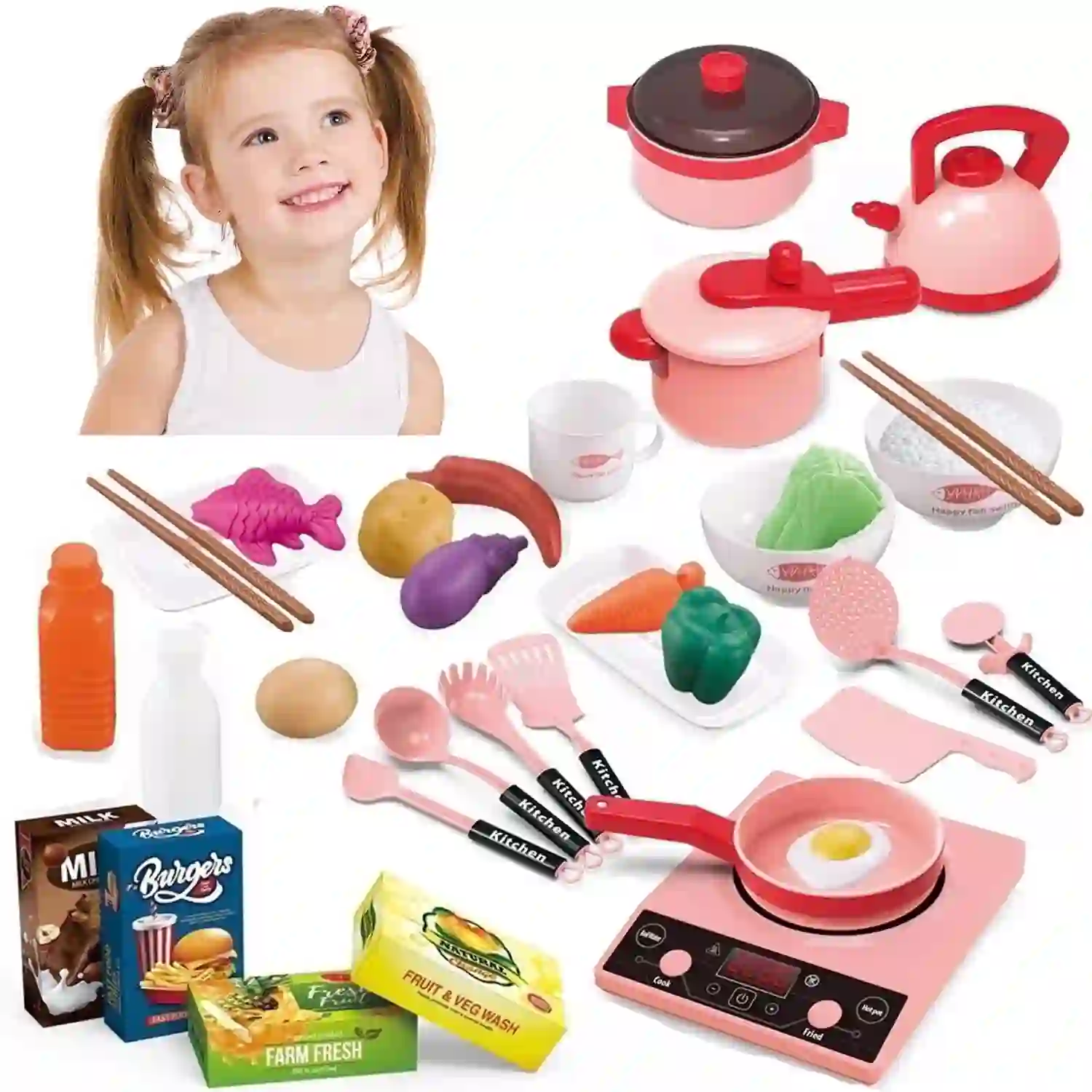 UUGEE Kids Pretend Play Kitchen Accessories Set Toys