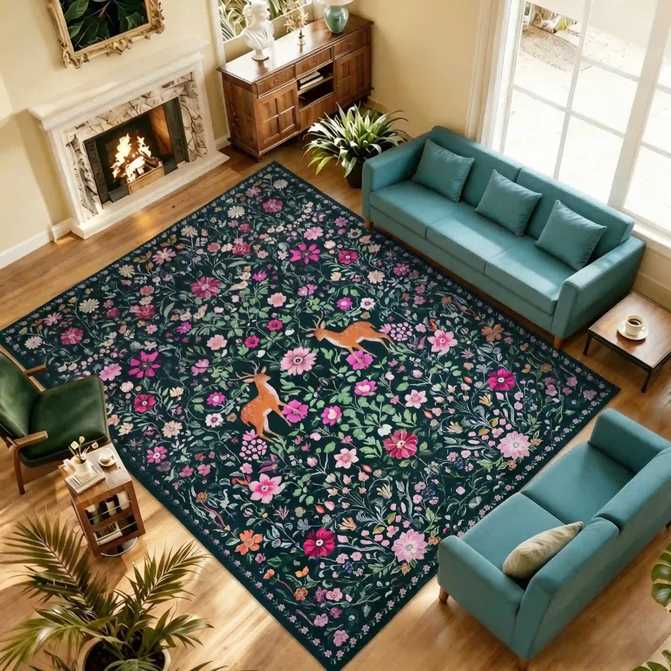 WETRBWEH Area Rugs 8x10 for Living Room, Vintage Floral Rugs