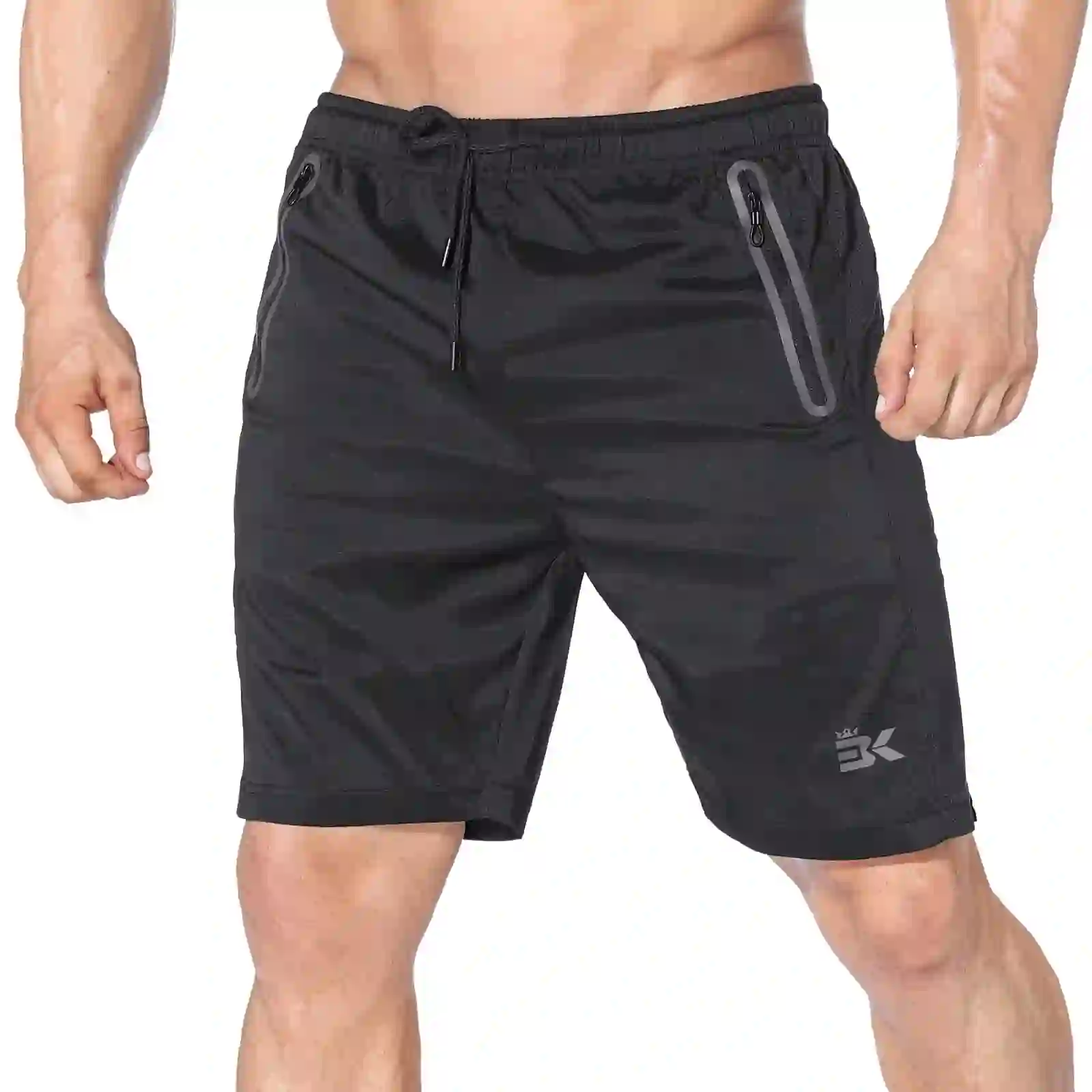 BROKIG Mens Sidemesh Workout Running Shorts, (Medium Black)