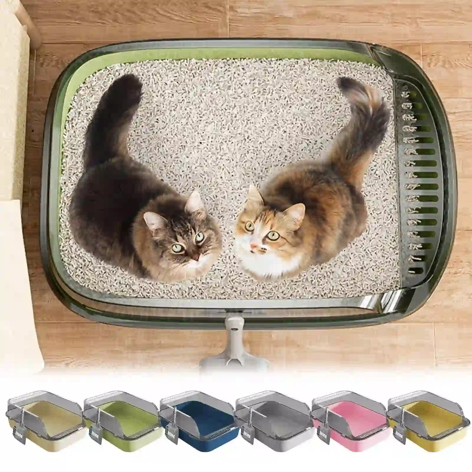 Linnome Oversized Cat Litter Pan Semi Closed High Fence