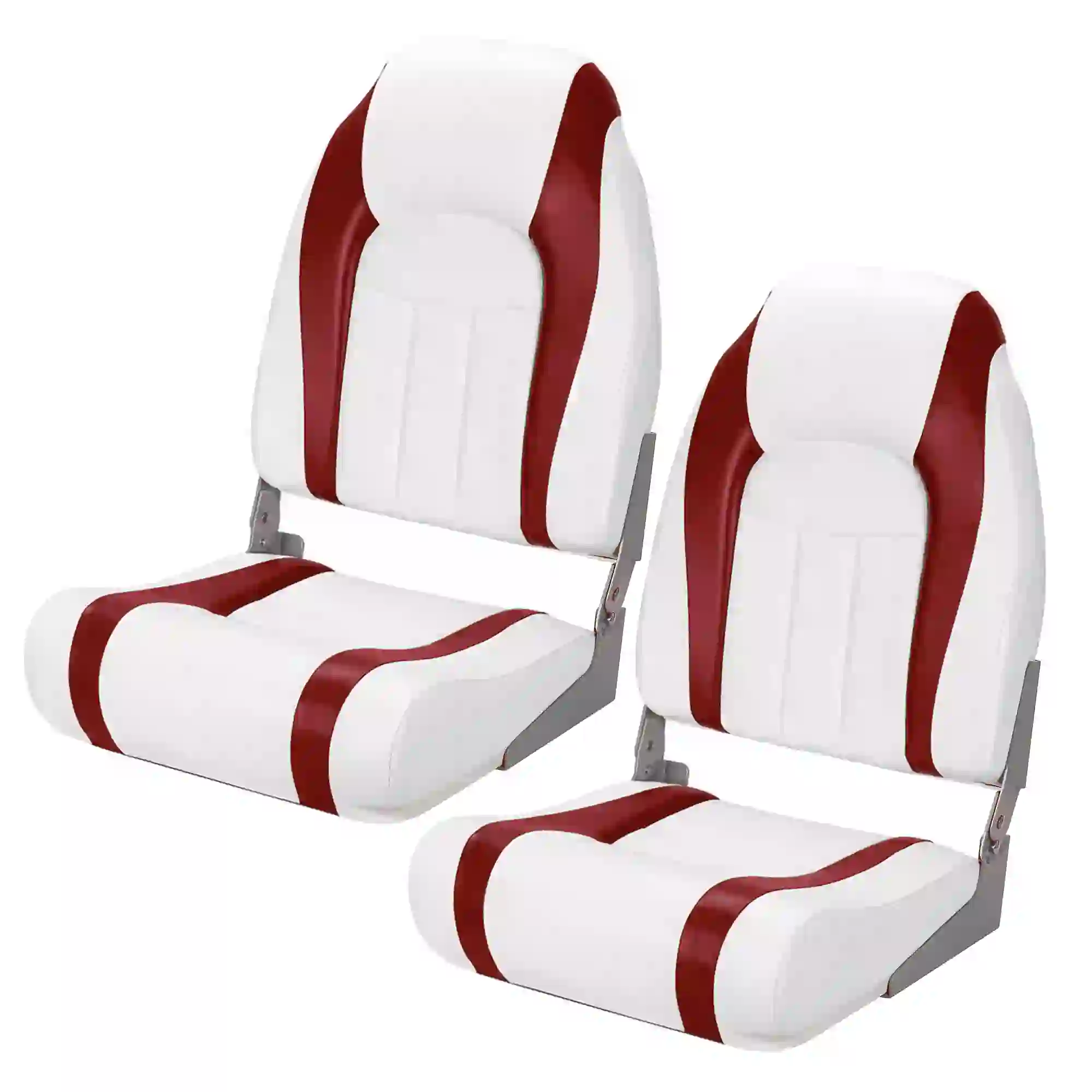 SPECSTAR Folding High Back Boat Seats 2 Pack, White and Red