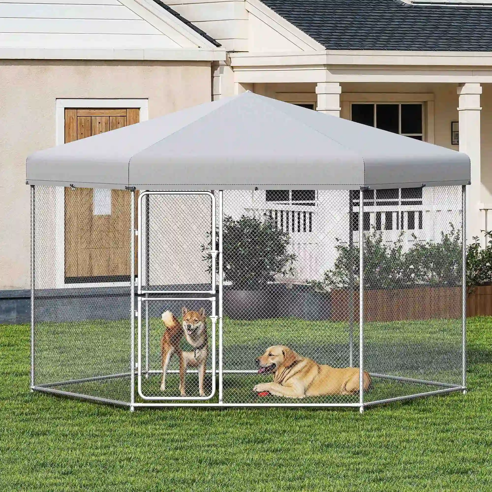 Craftian 13.1×11.2×7.6FT Outdoor Dog Kennel for Large Dogs