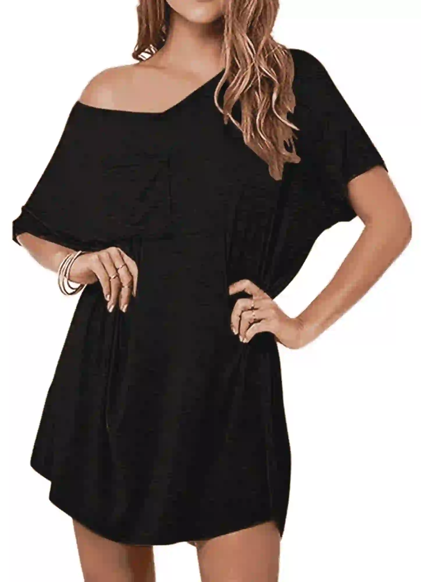 MLDRA Nightgown for Women Tshirt Short Sleeve Cotton V Neck