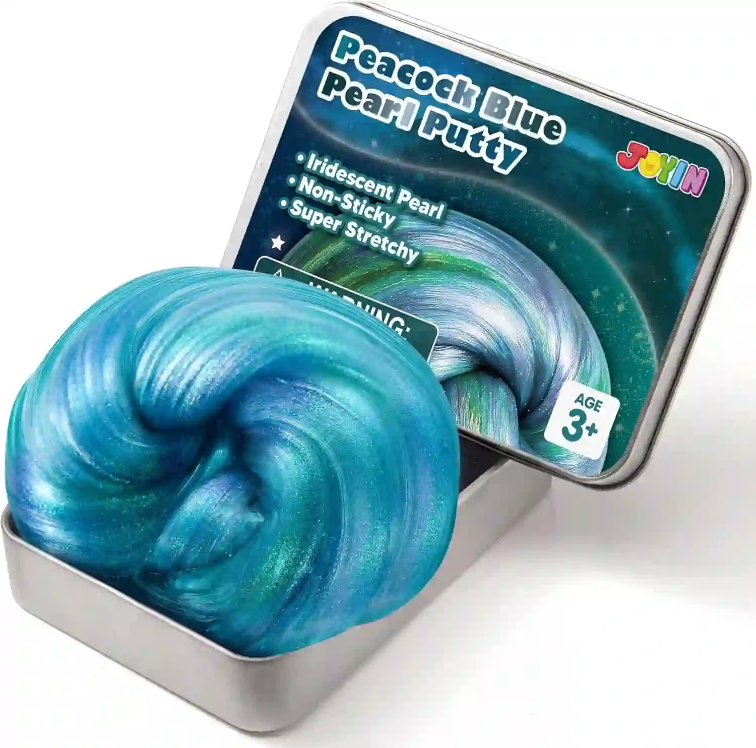 Joyfy 4.2oz Peacock Blue Pearl Putty, Non-Sticky Sensory Slime