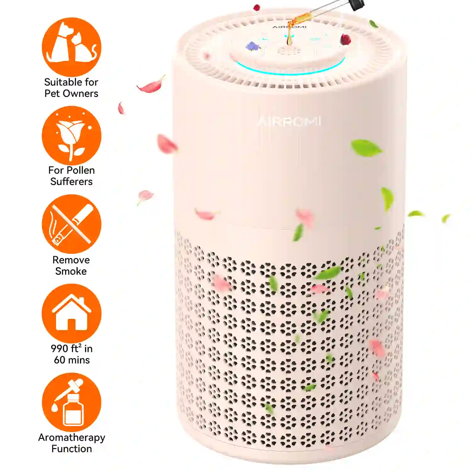 AIRROMI Air Purifier for Home Bedroom, A2001 Creamy Beige