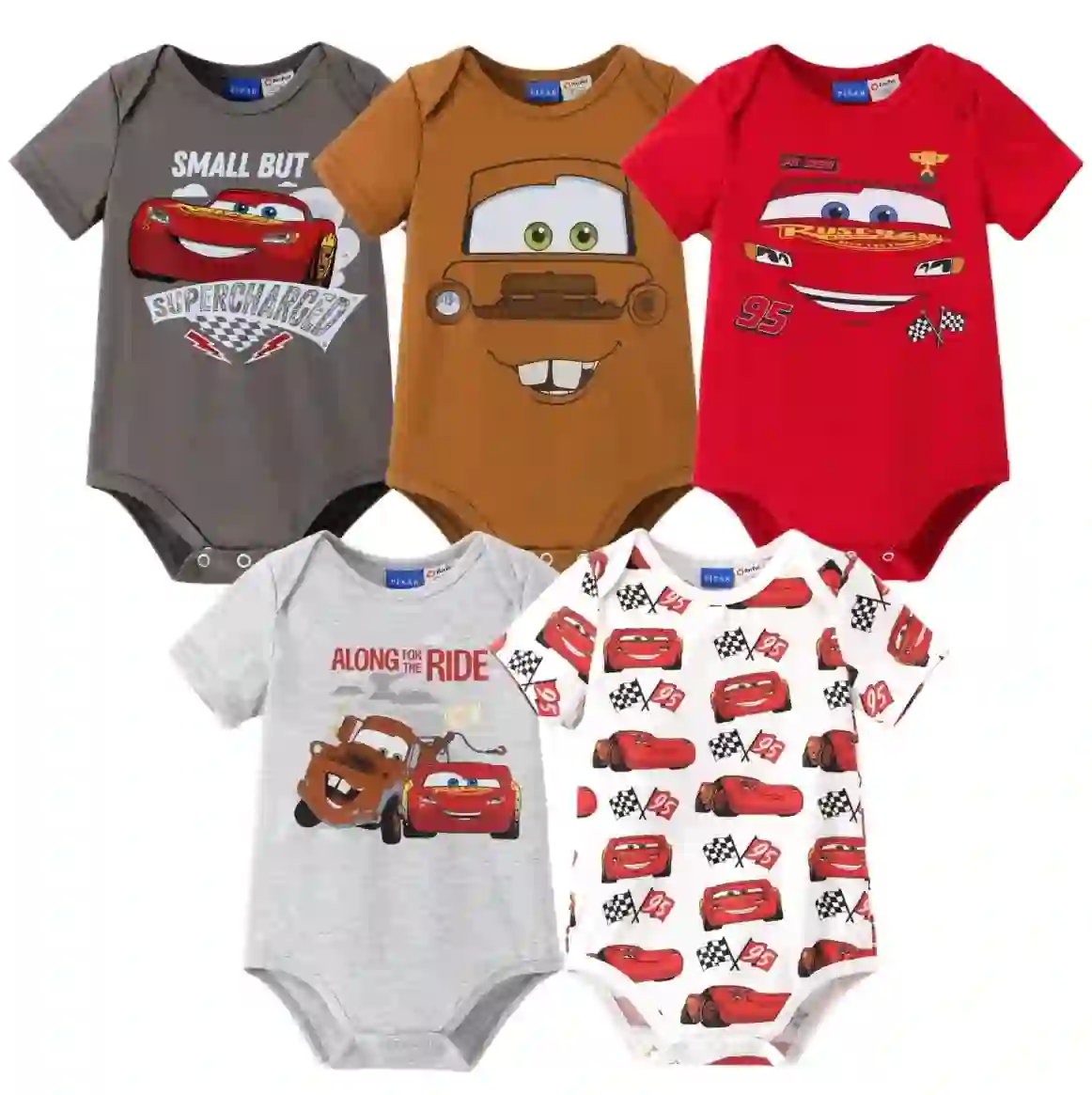 Disney Pixar Cars Baby Boys Bodysuits 5 Pack Lightning McQueen