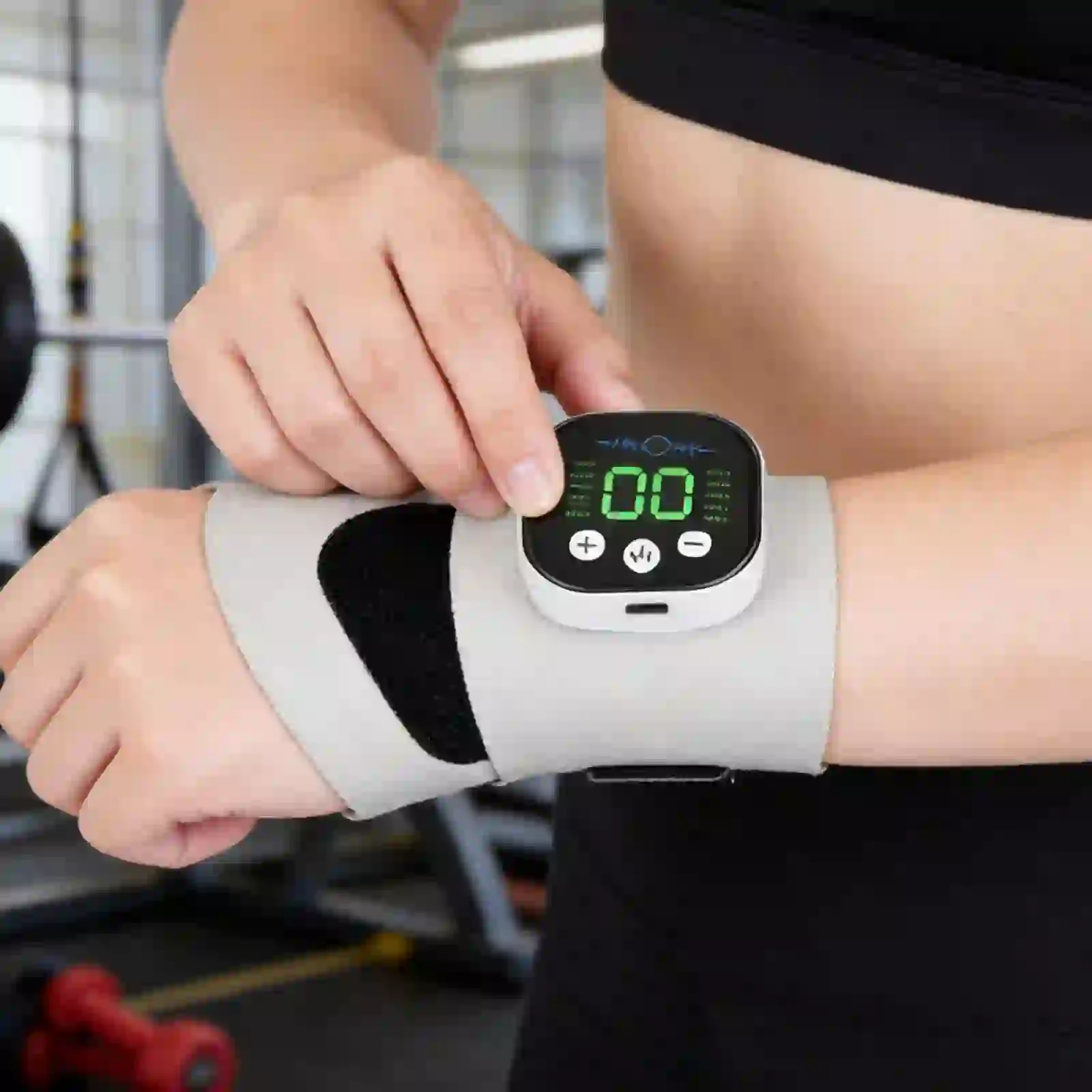 Rechargeable Adjustable Electric Wrist Massager, Levels(White)
