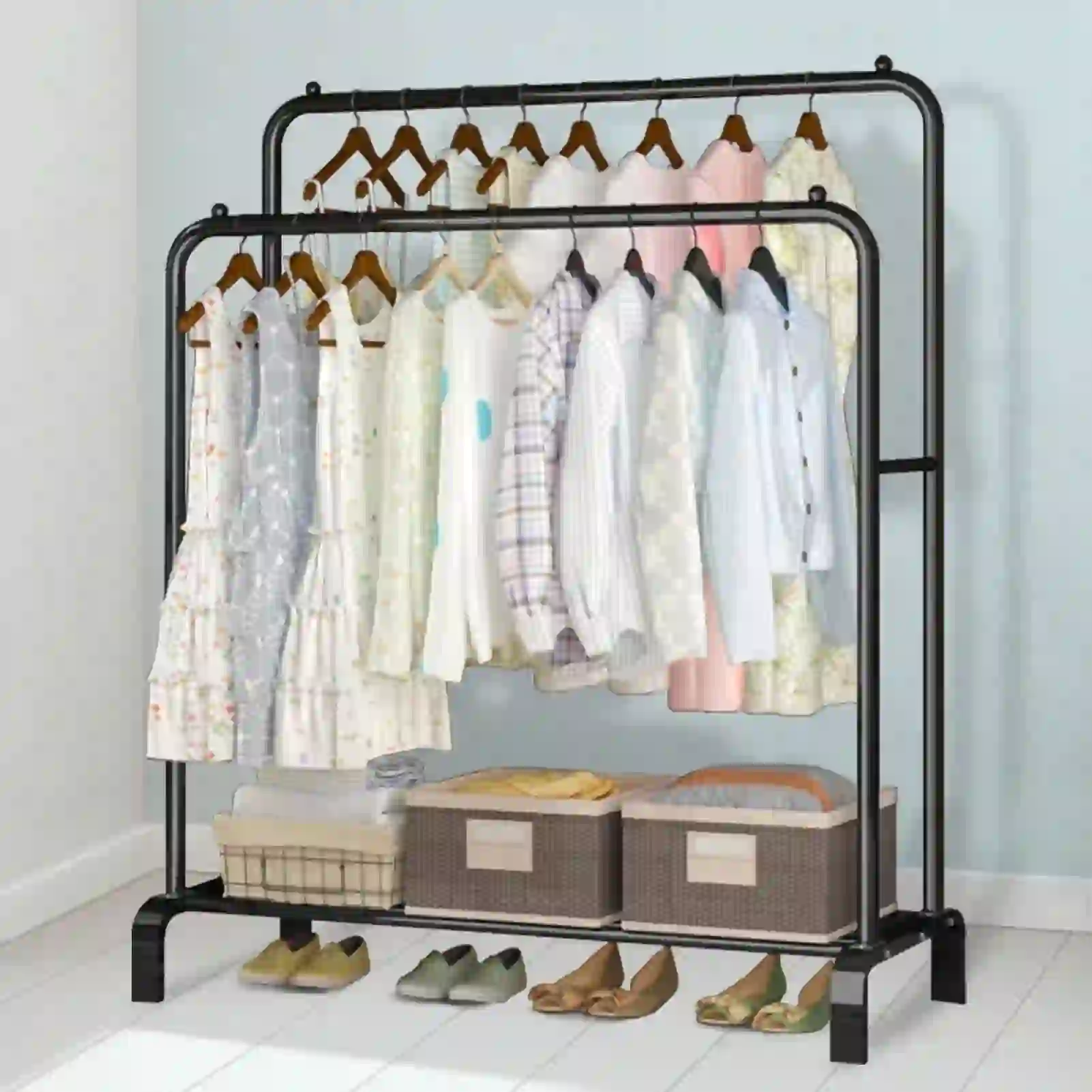 Clothing Garment Rack, Double Rails Closet Clothes Rack
