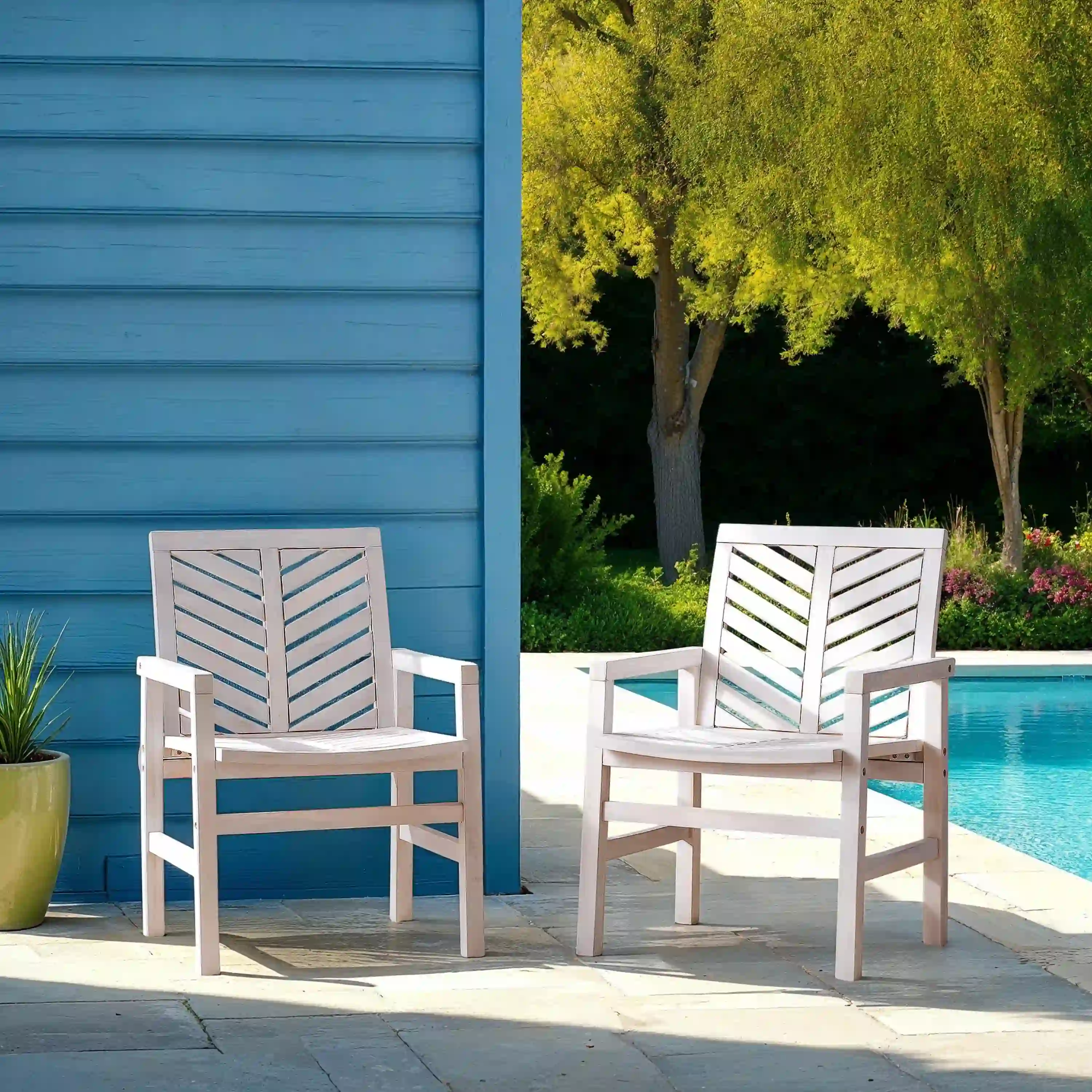Walker Edison Vincent Modern Solid Acacia Wood Armchair