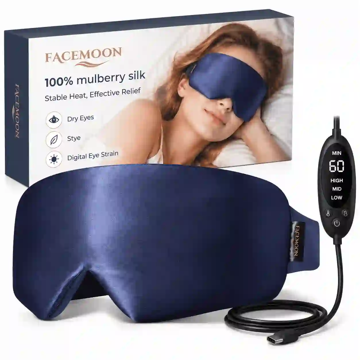FACEMOON Heated Eye Mask – Warm Compress for Sinus Pressure