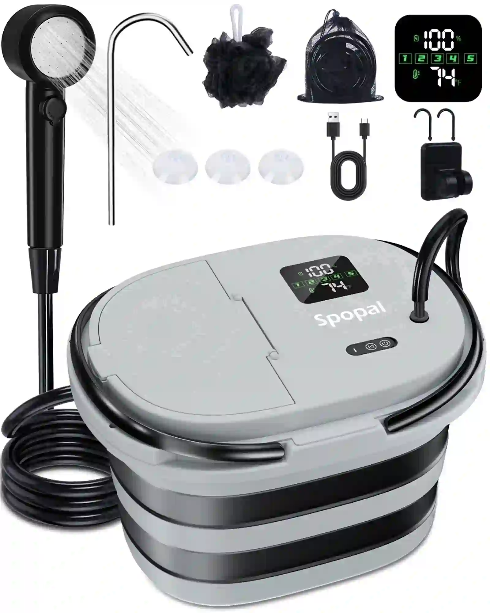 Spopal Portable Integrated Camping Shower, 13000mAh Battery