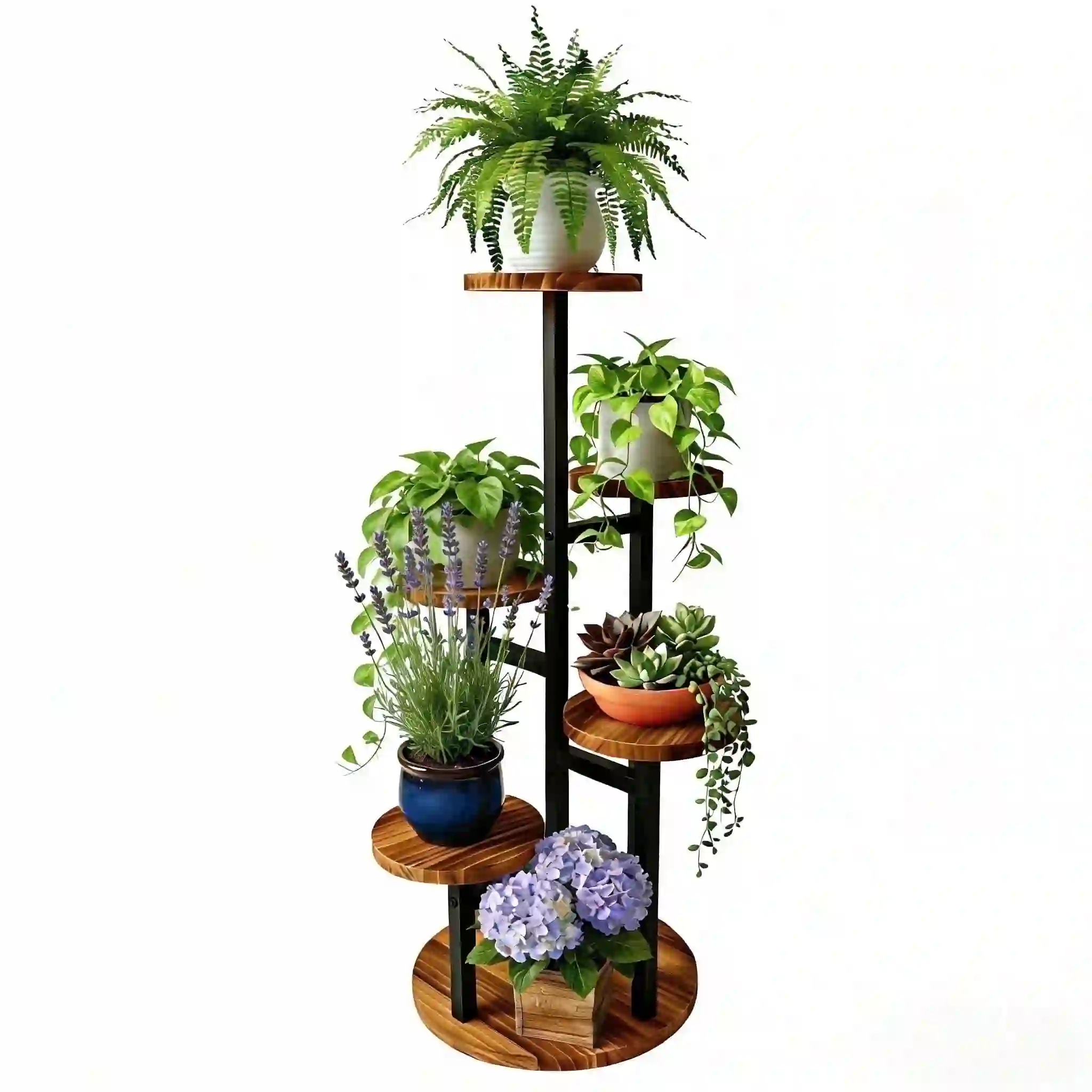 Wondiair 5 Tier Plant Stand, Tall Wood and Metal Rack