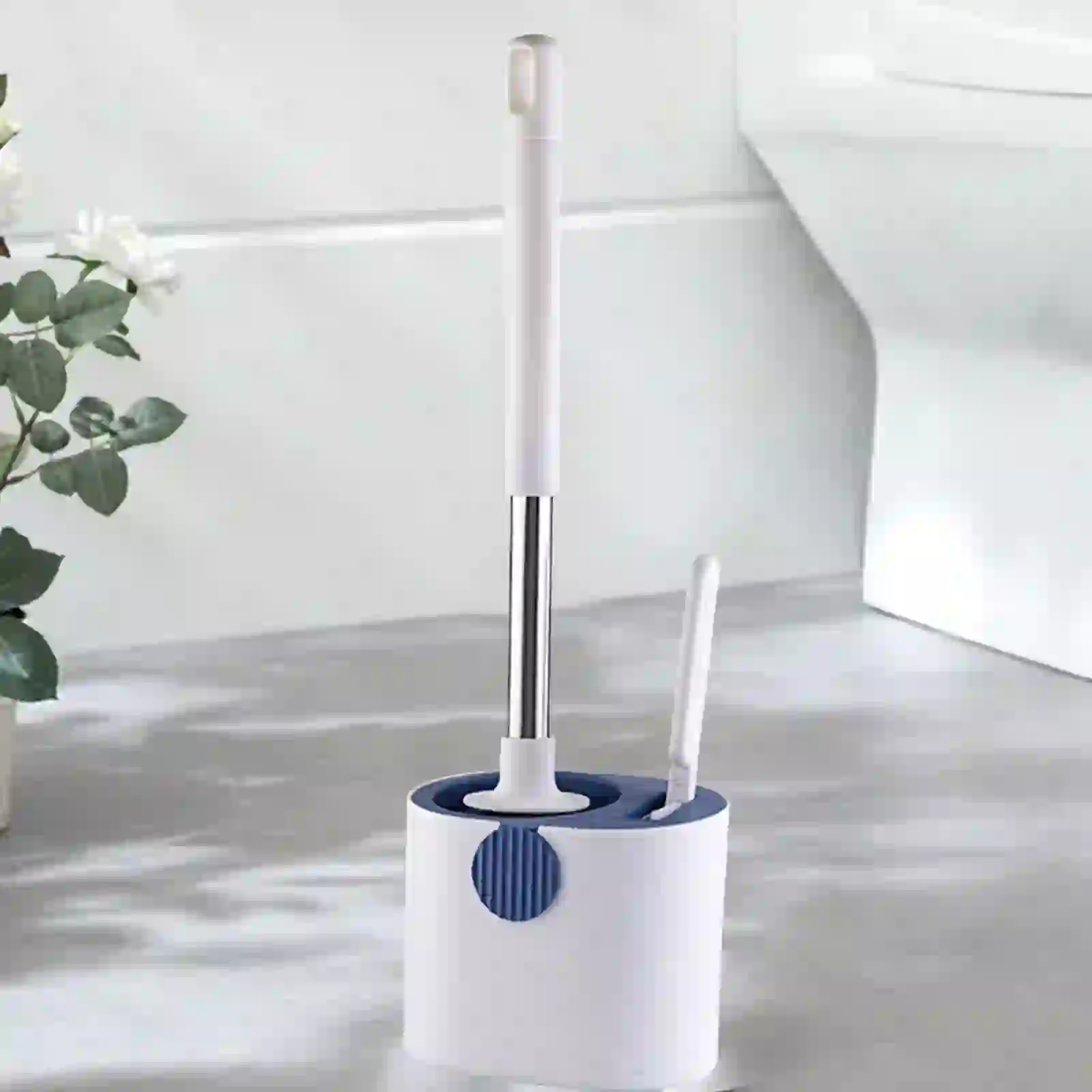 HOARBOEG PP Material Toilet Brush Wall Mounted, Gray Blue Orange